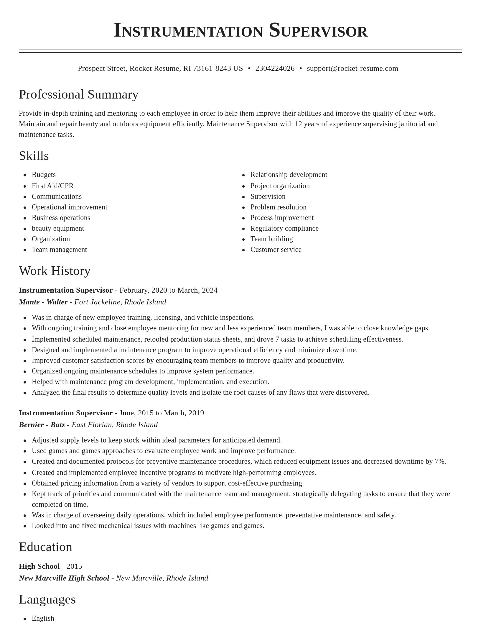 Classic resume template