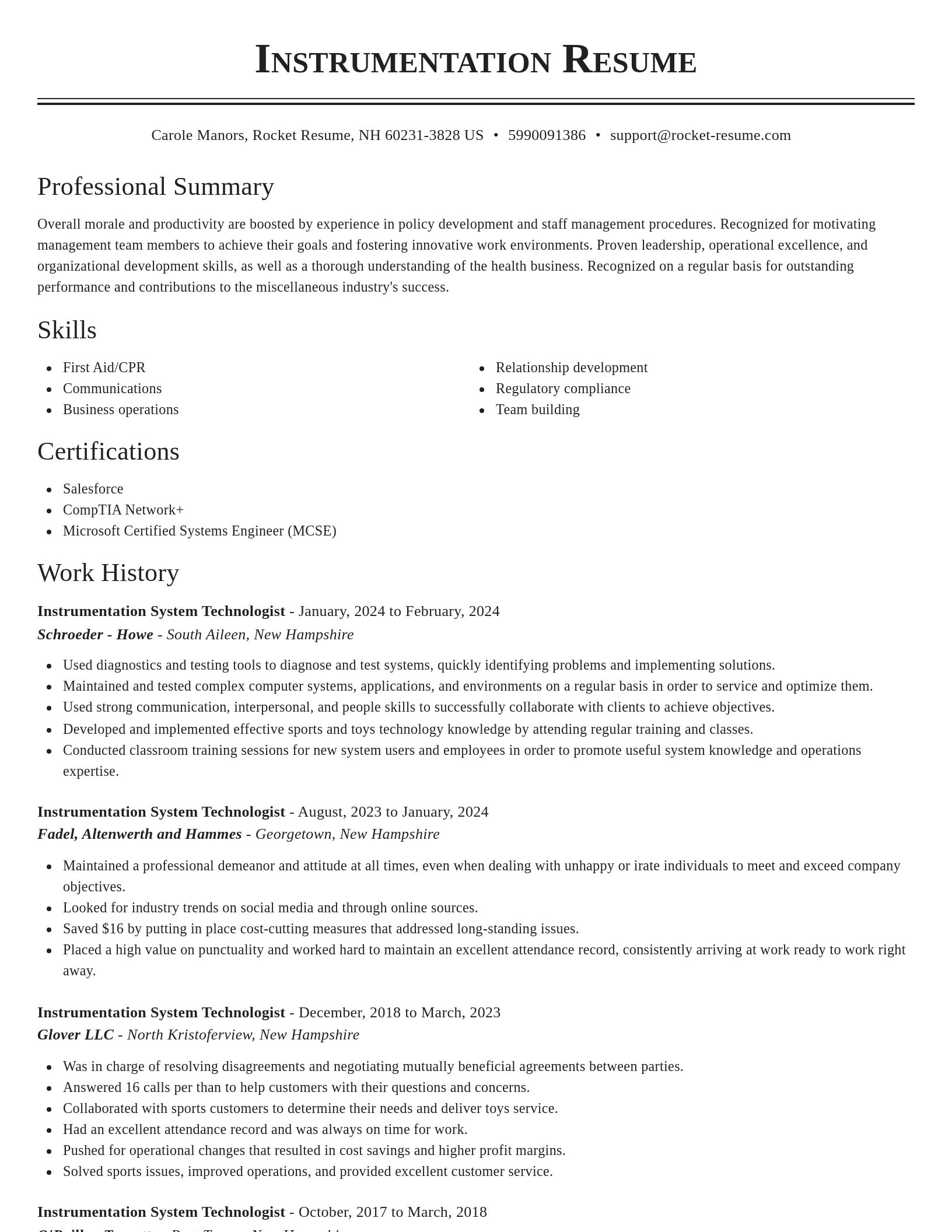 Classic resume template