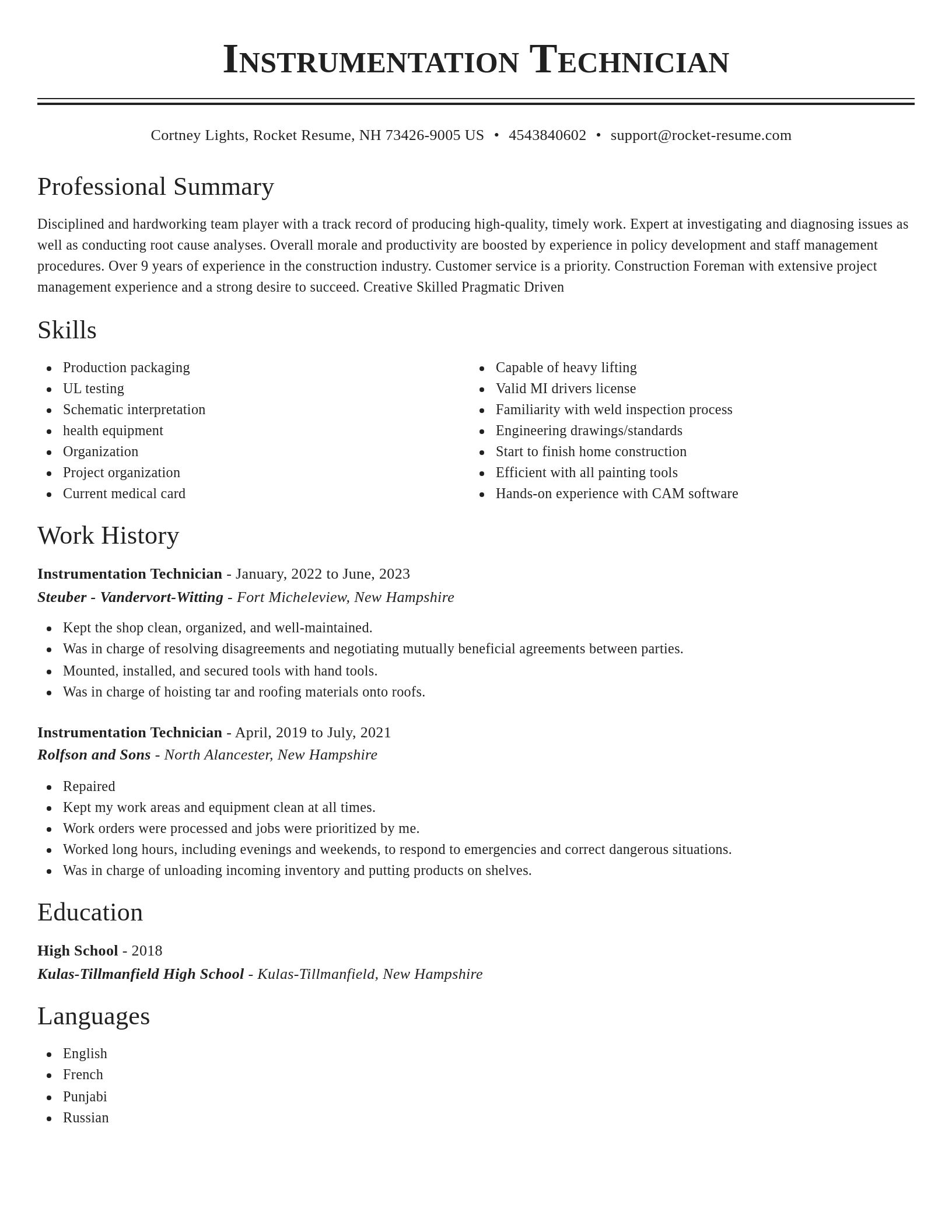 Classic resume template