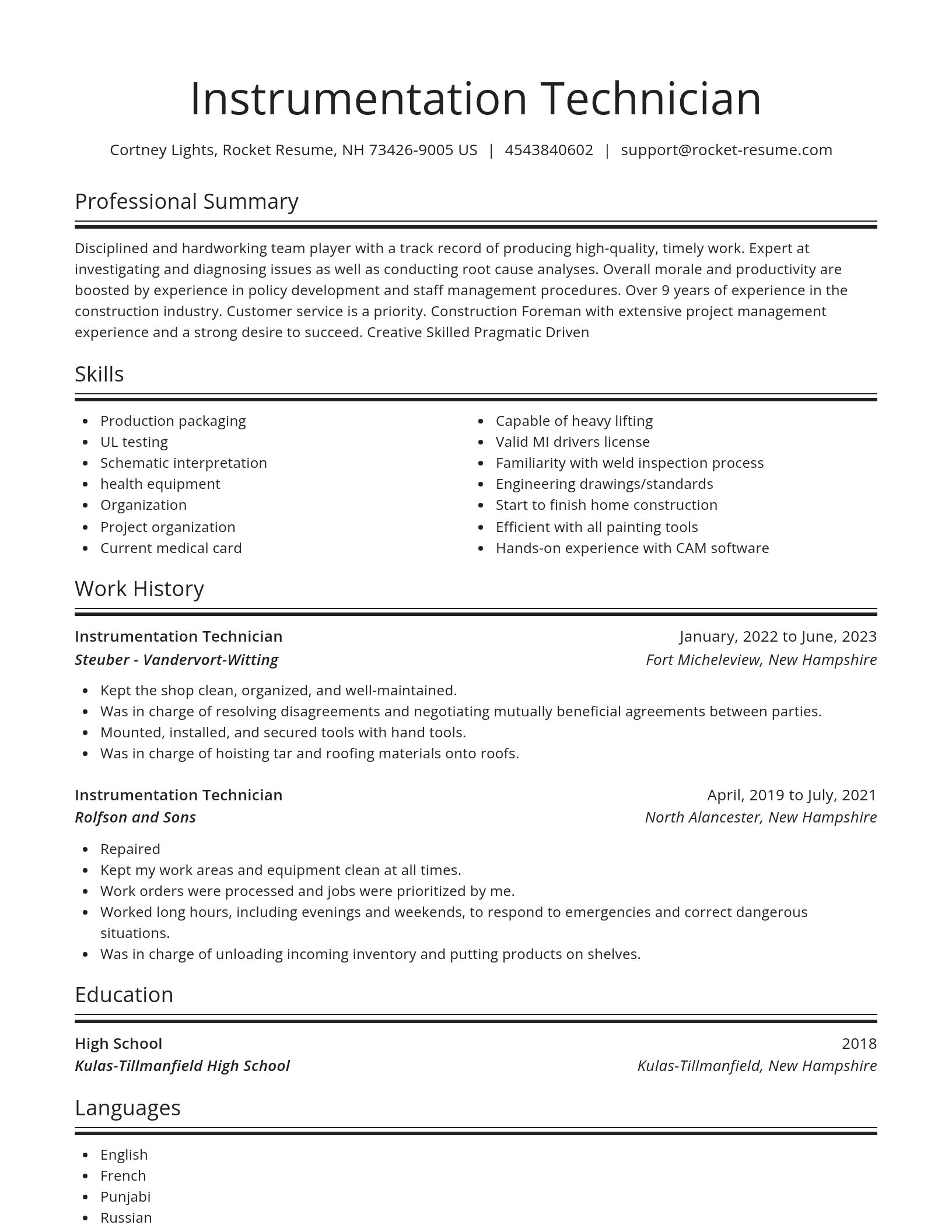 Spotlight resume template