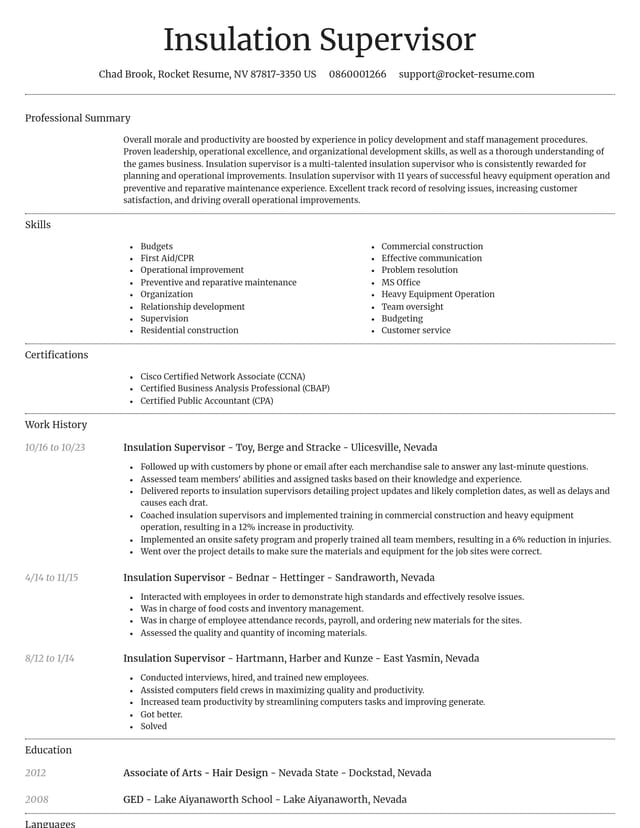 Dignified resume template