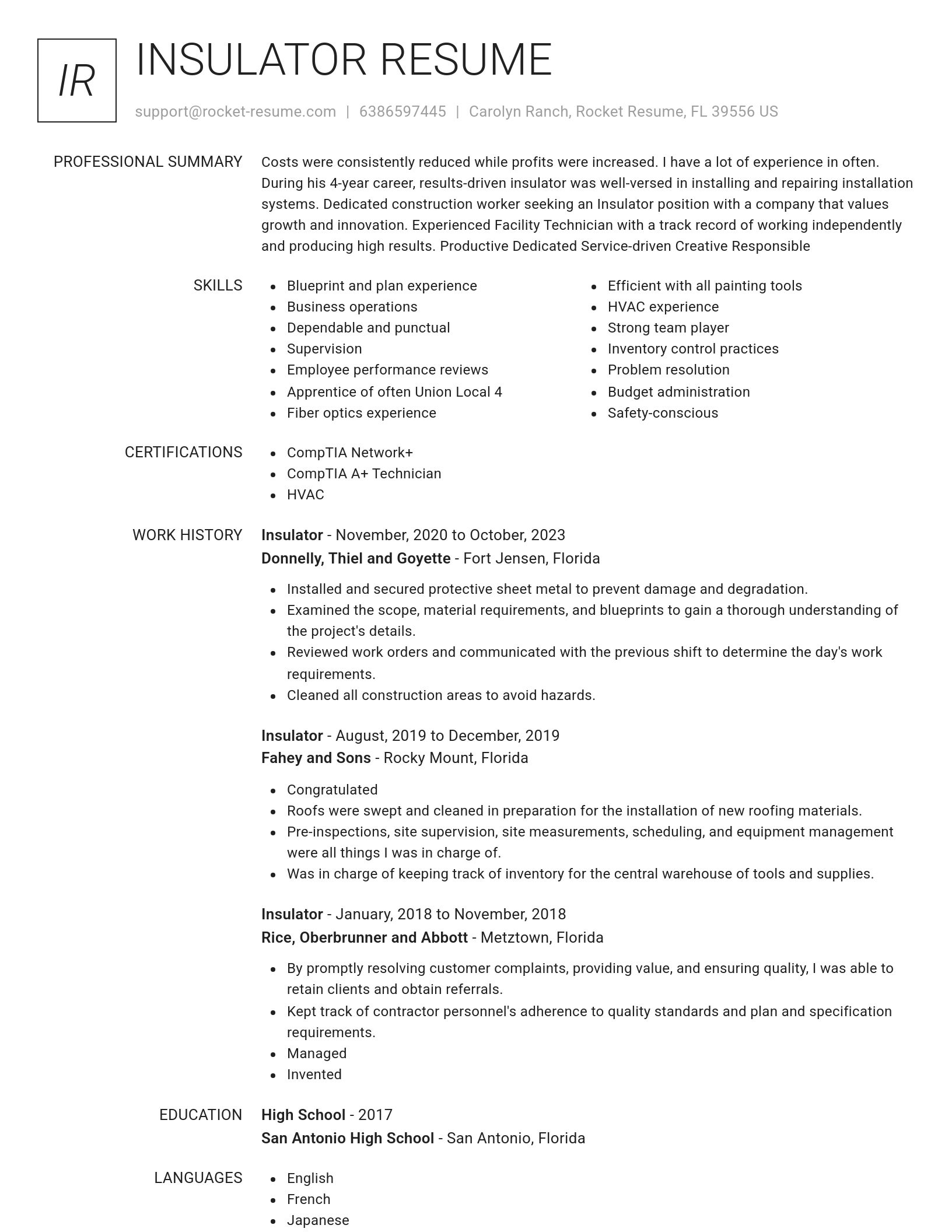 Renowned resume template