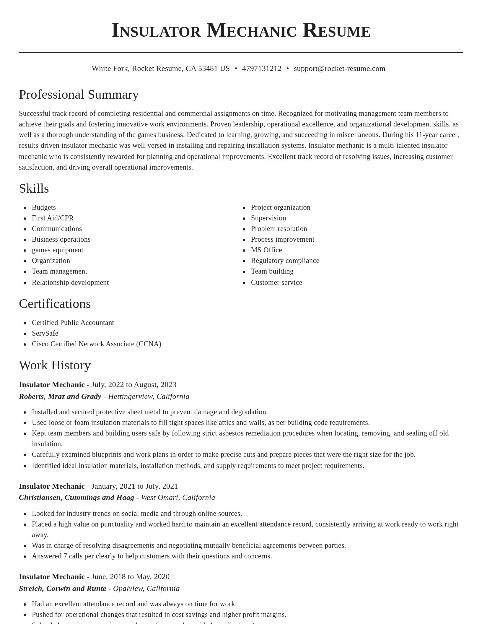 Classic resume template