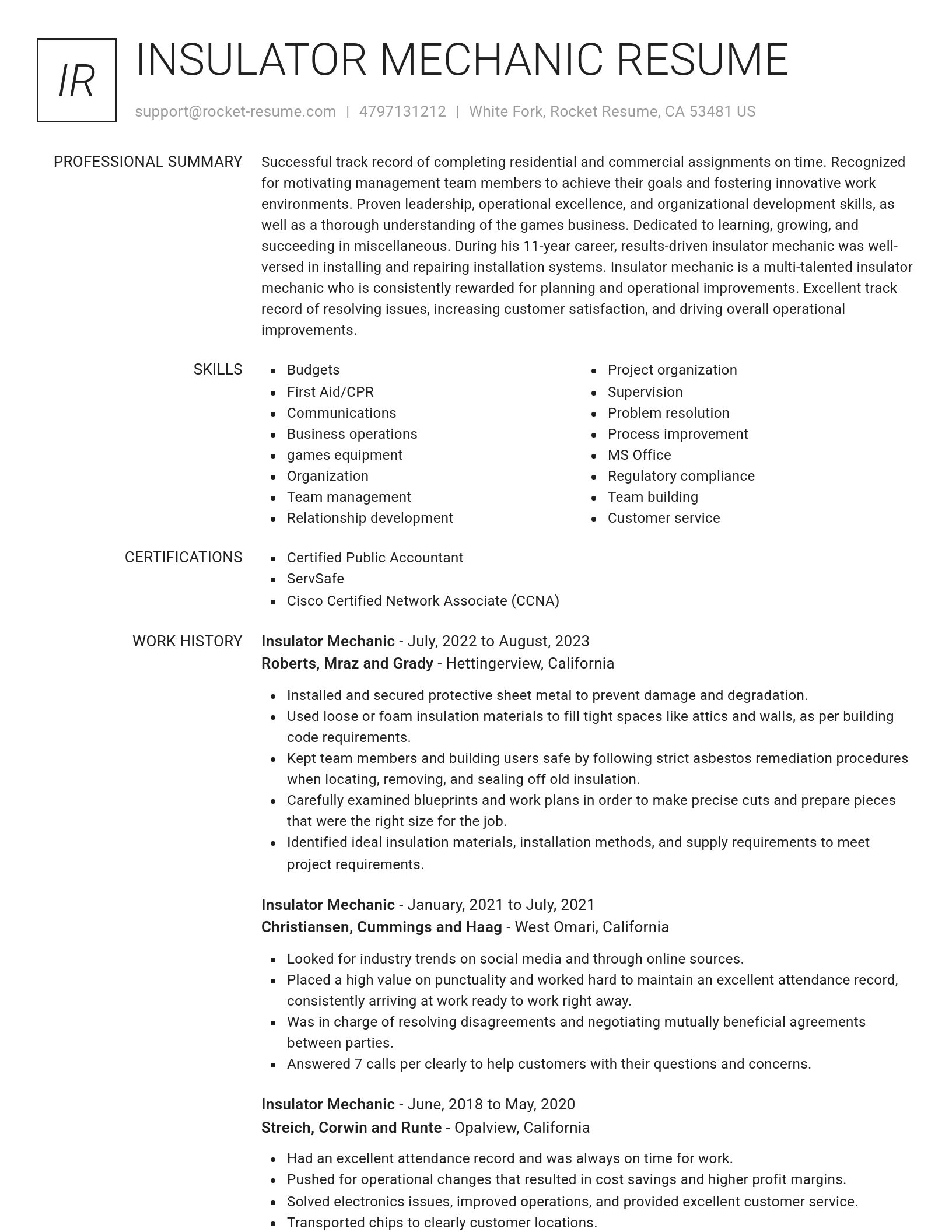 Renowned resume template