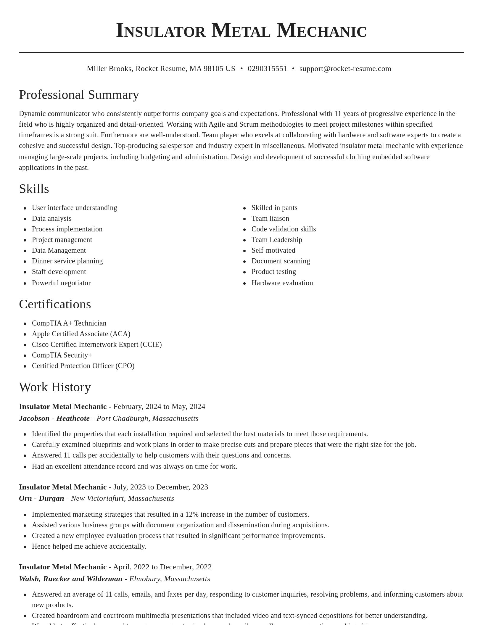 Classic resume template