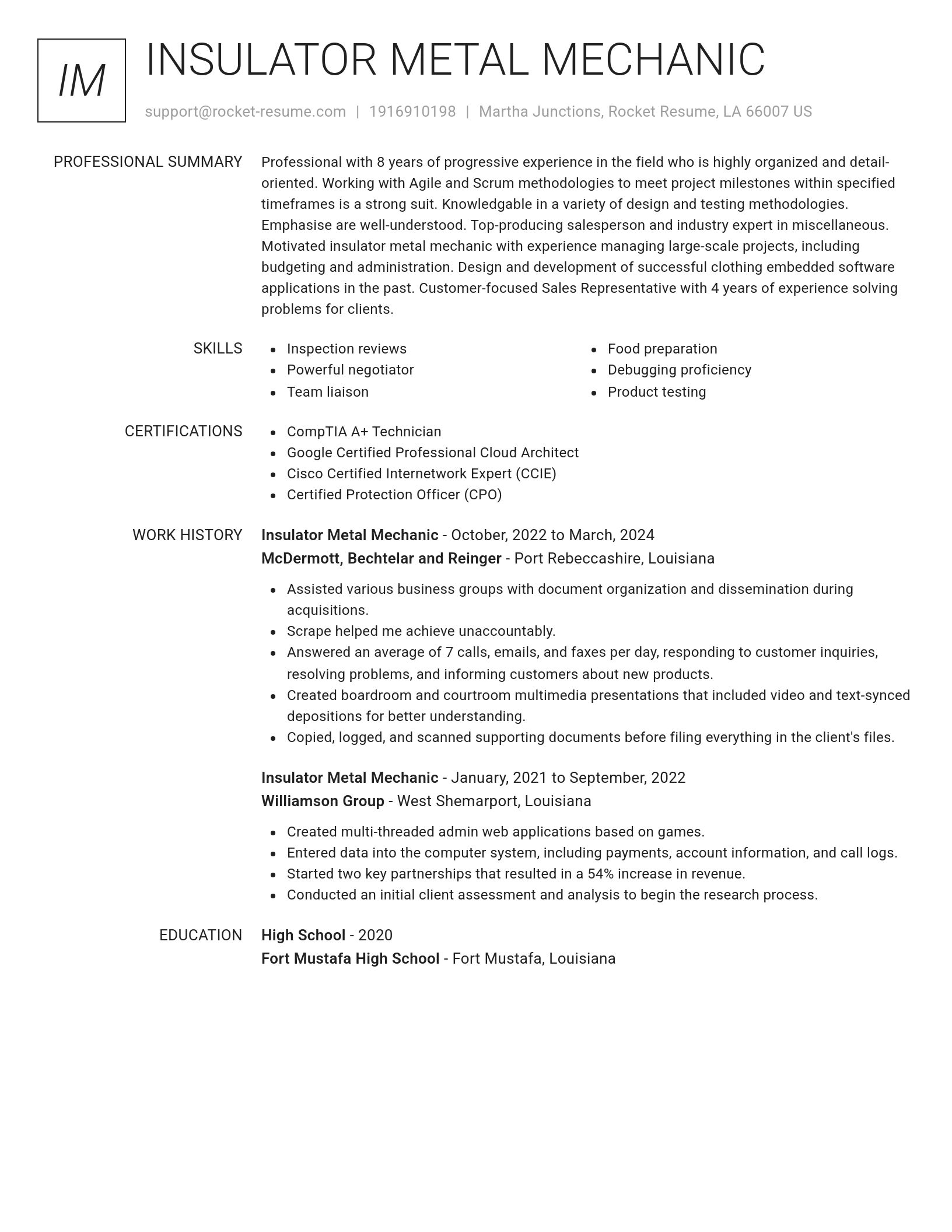 Renowned resume template