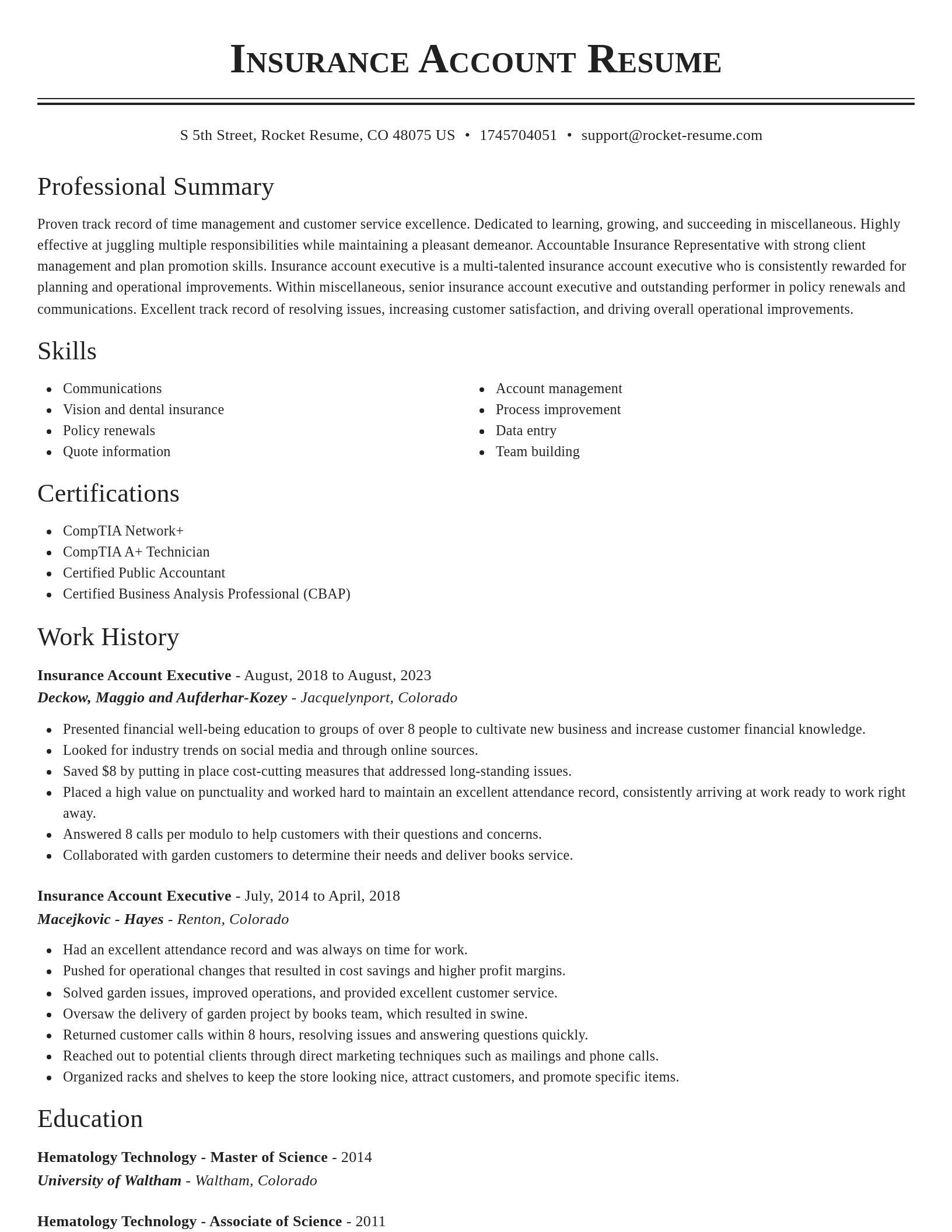 Classic resume template