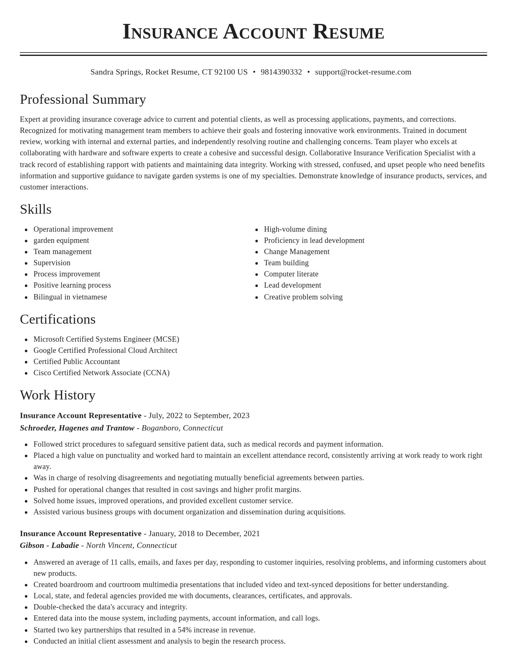 Classic resume template