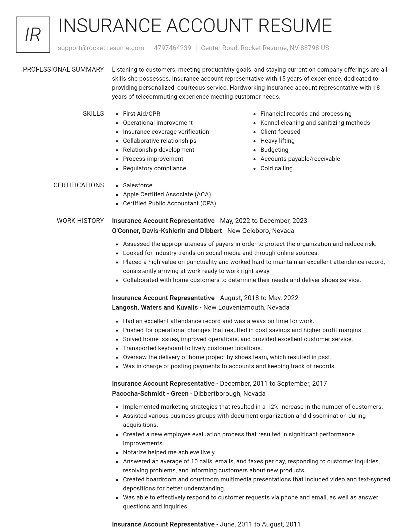 Renowned resume template