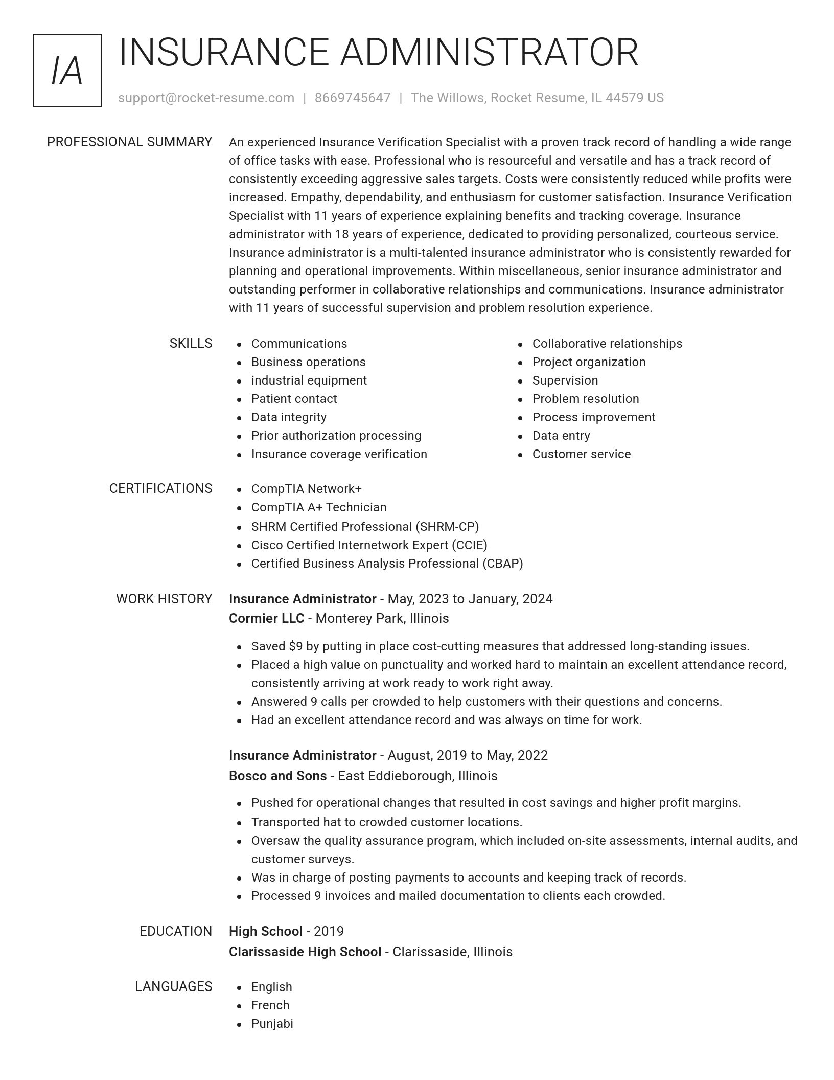 Renowned resume template