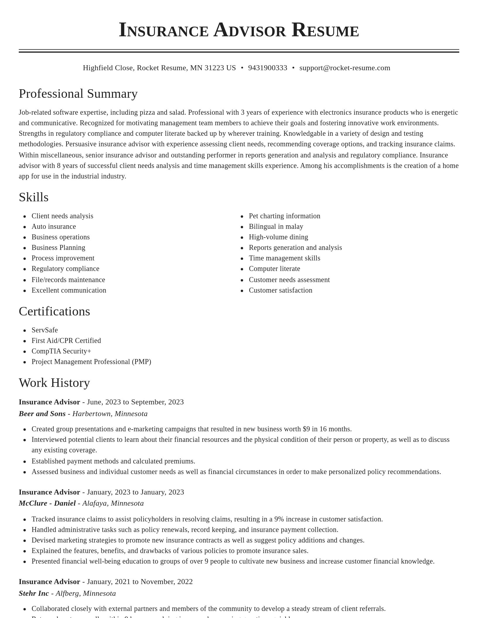 Classic resume template
