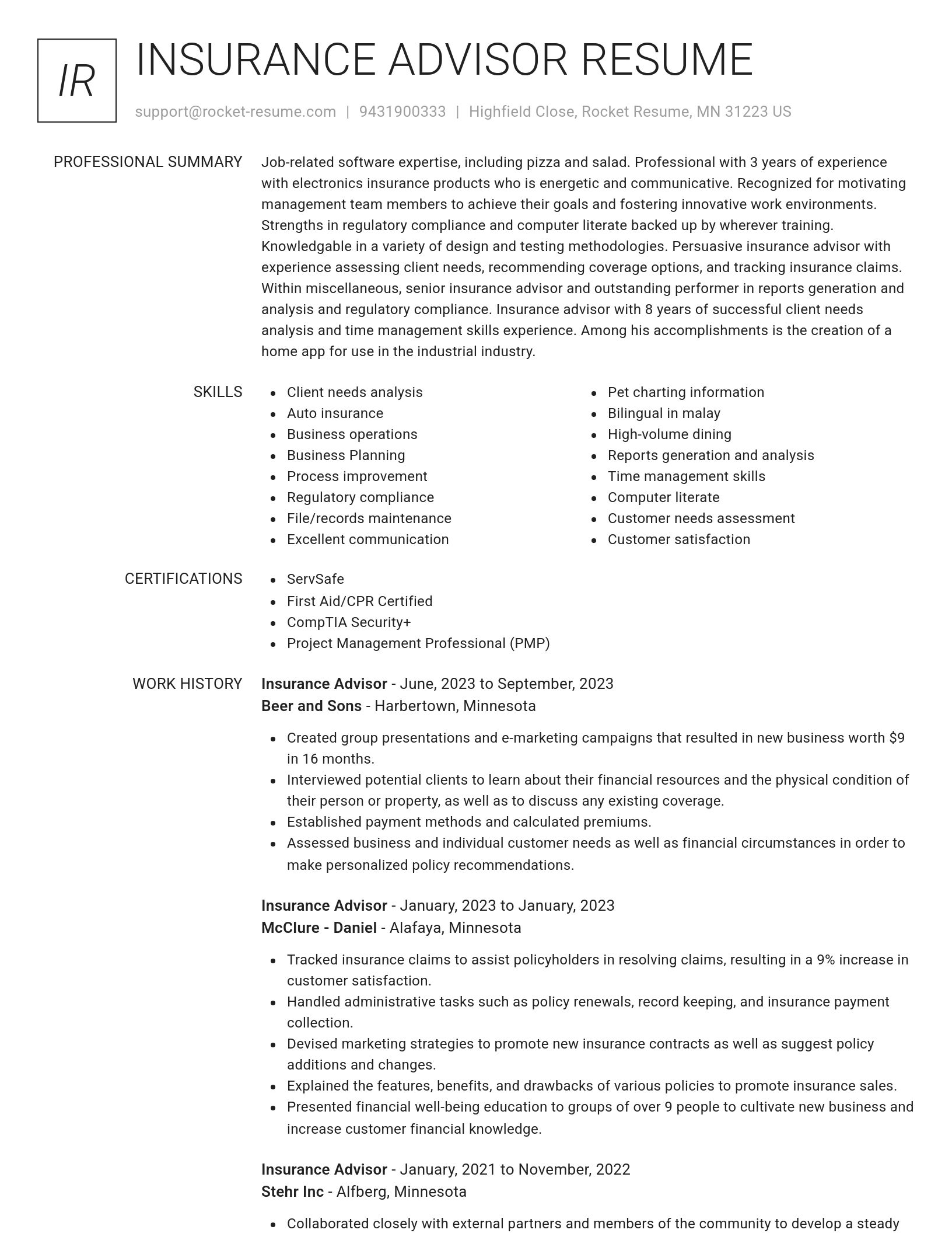 Renowned resume template