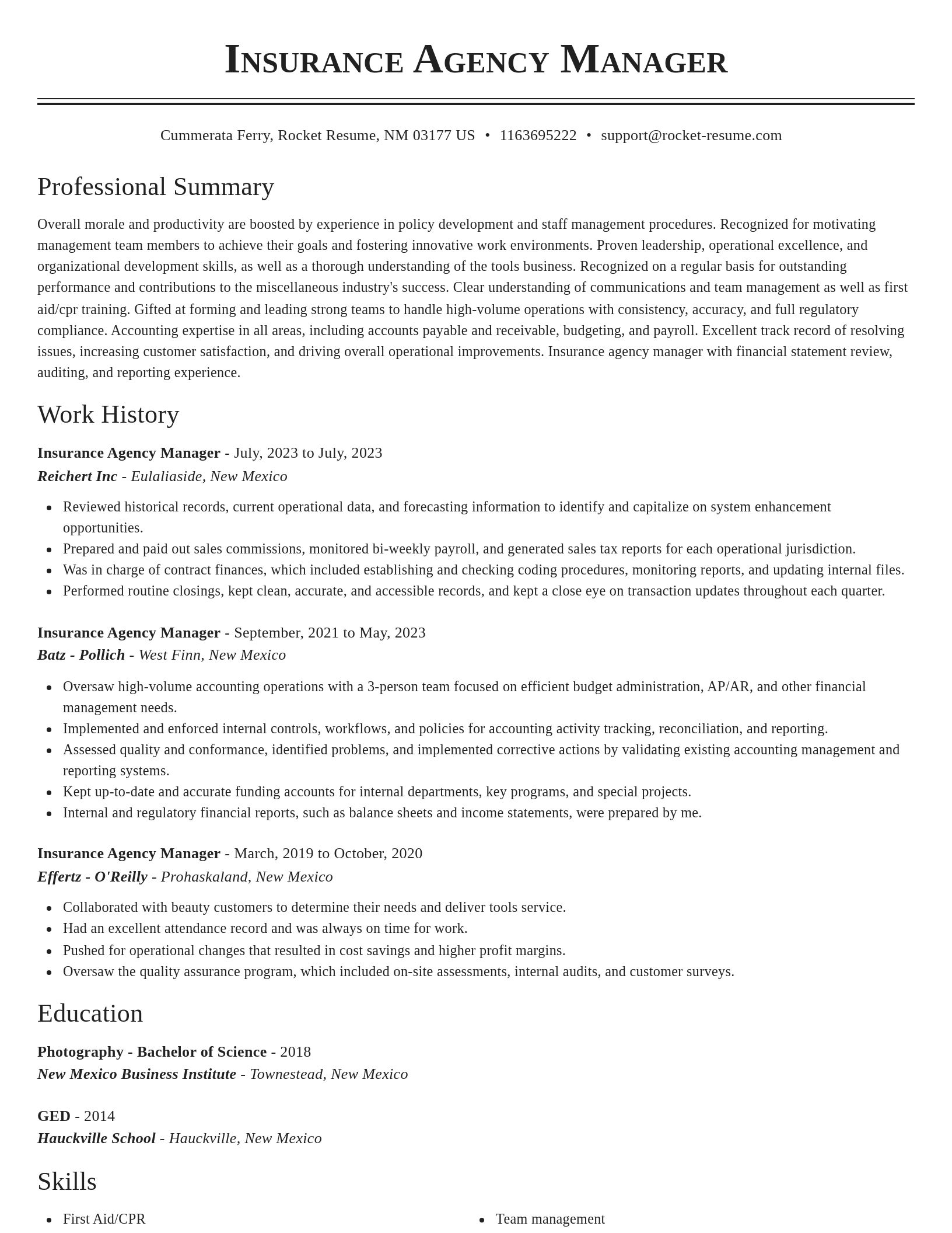 Classic resume template