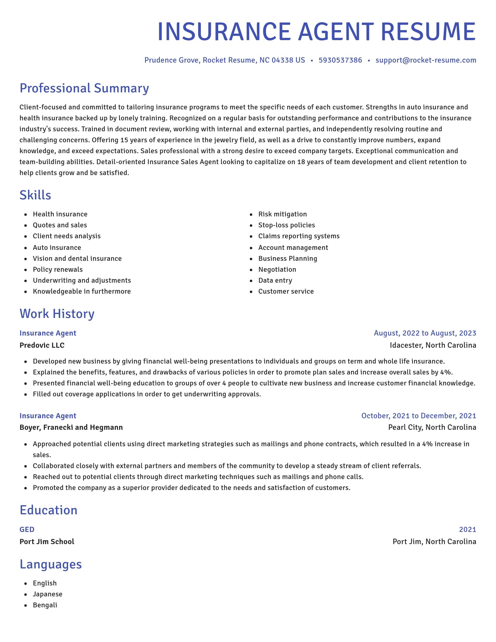 Novel resume template