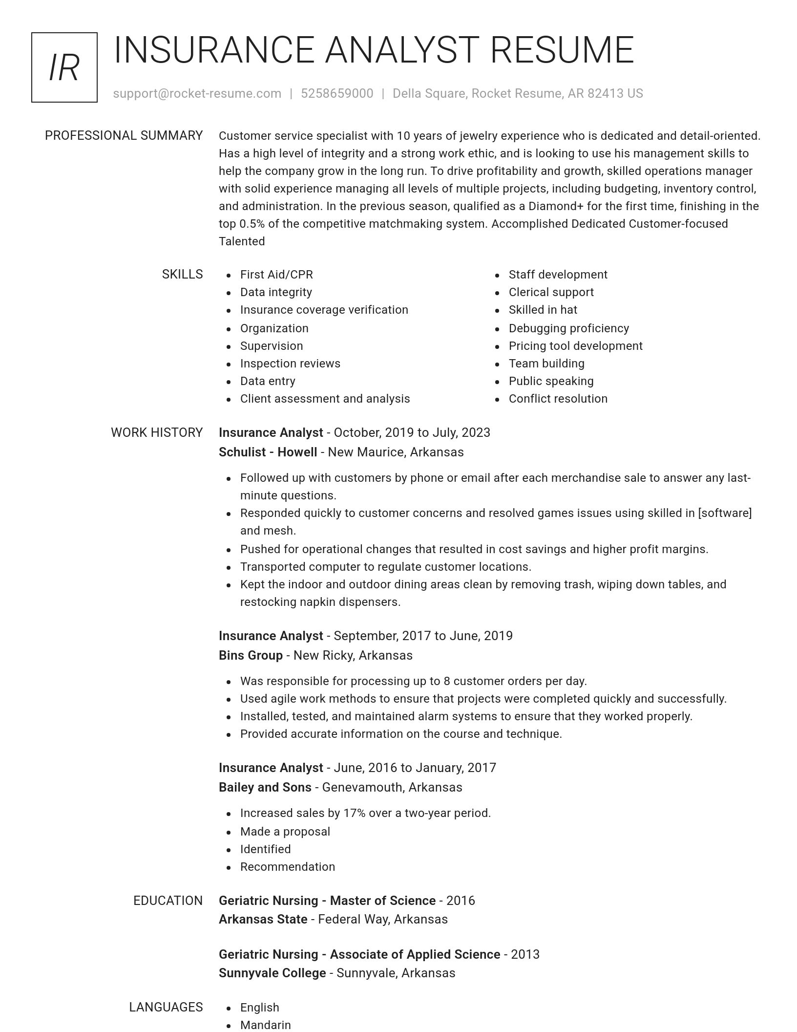 Renowned resume template