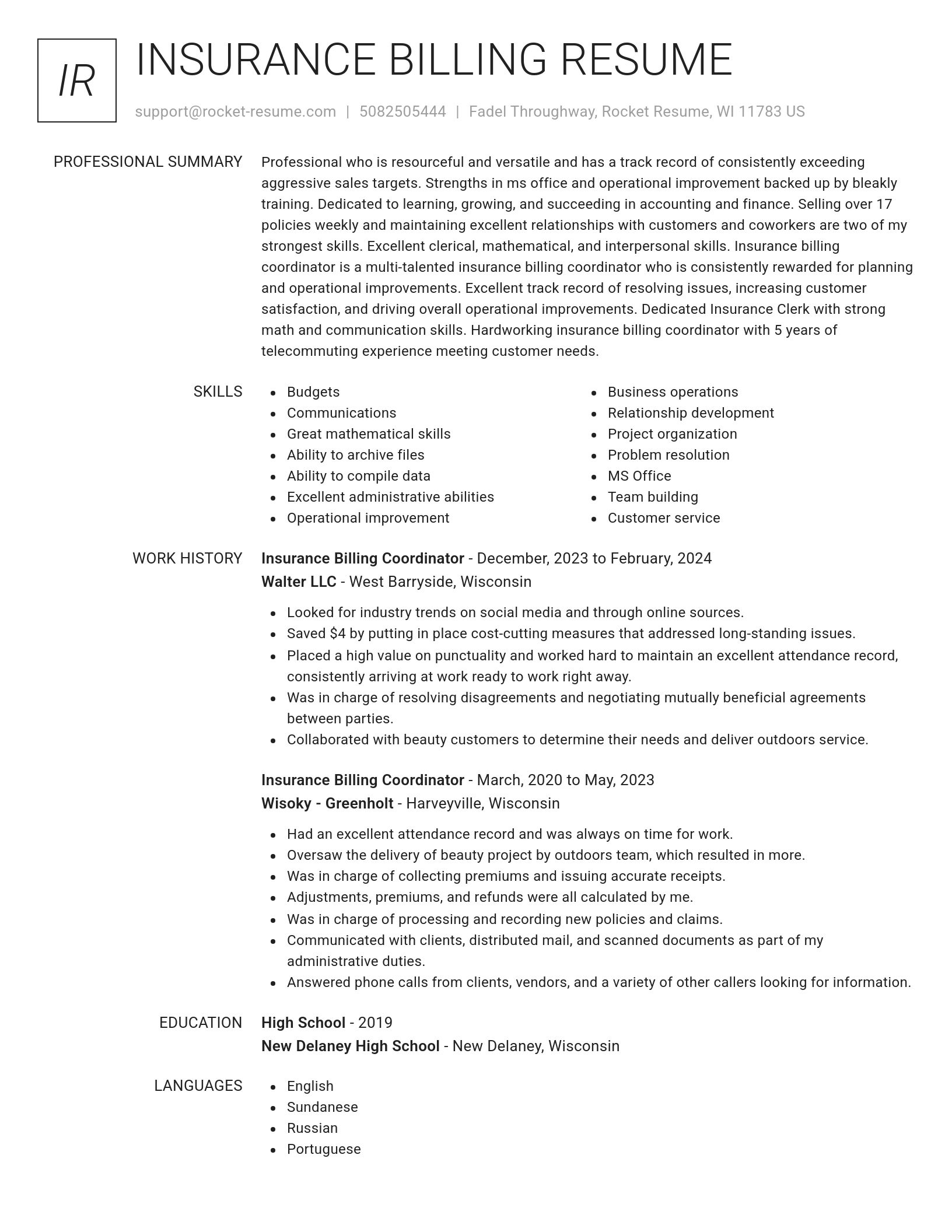 Renowned resume template