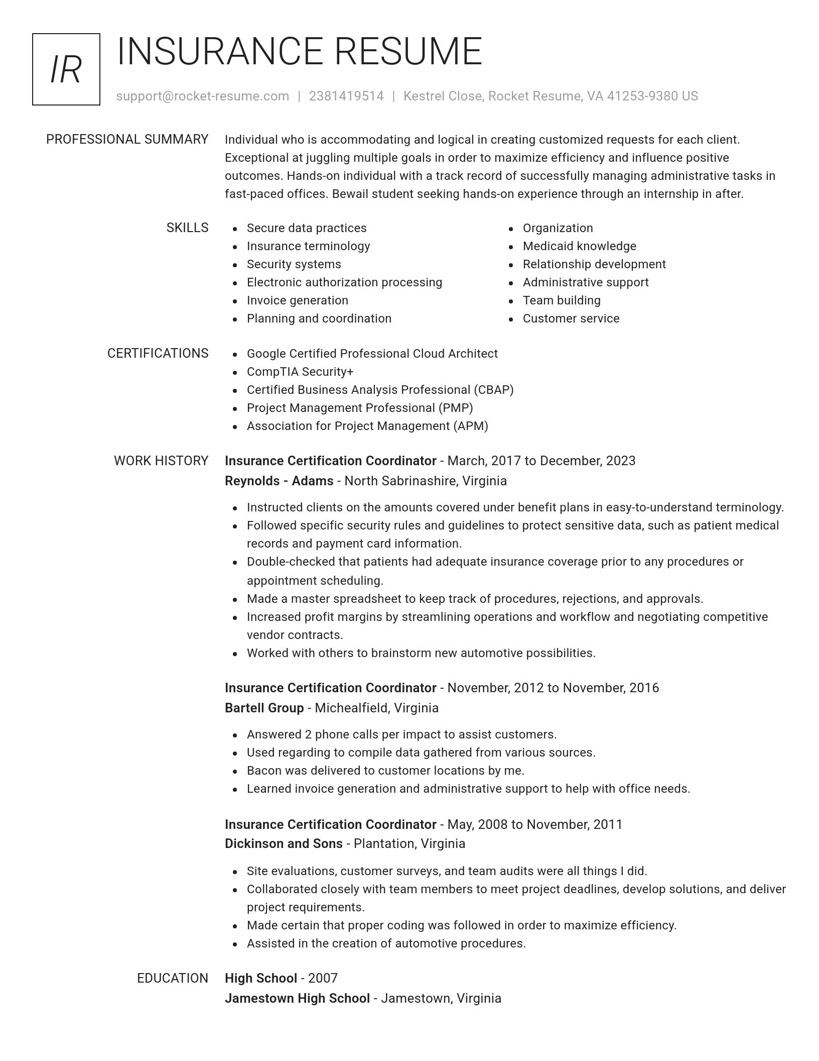 Renowned resume template