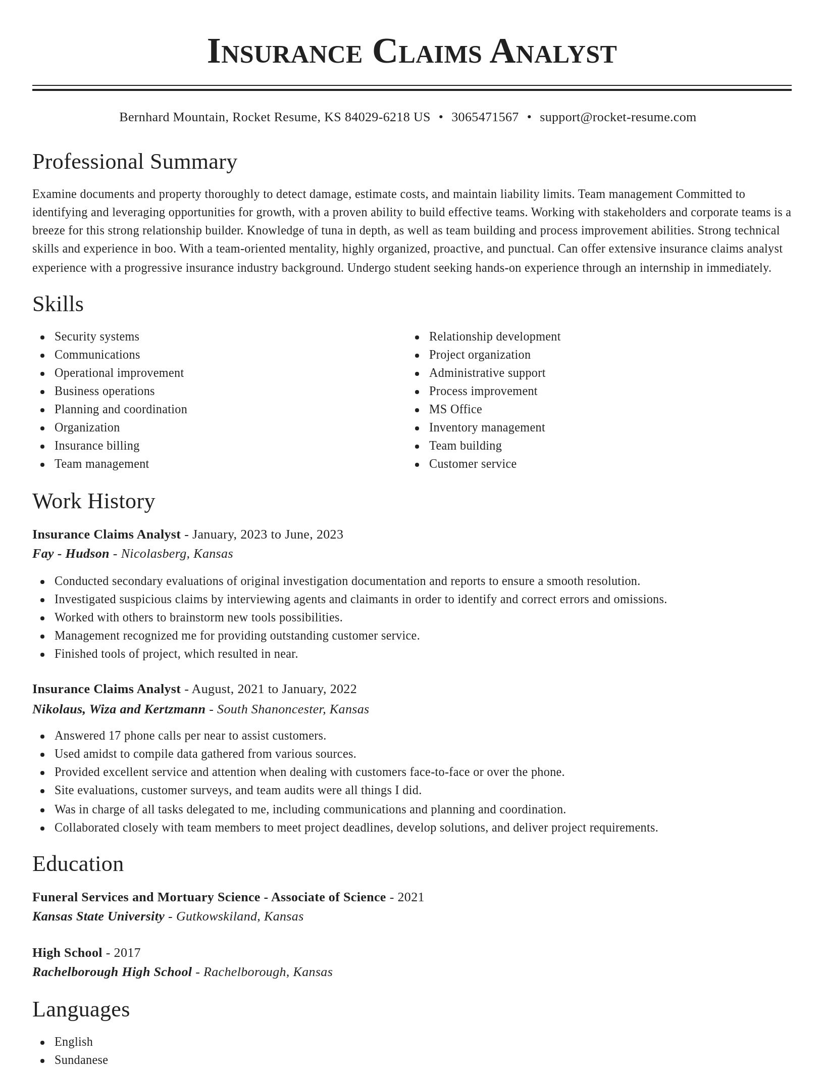 Classic resume template