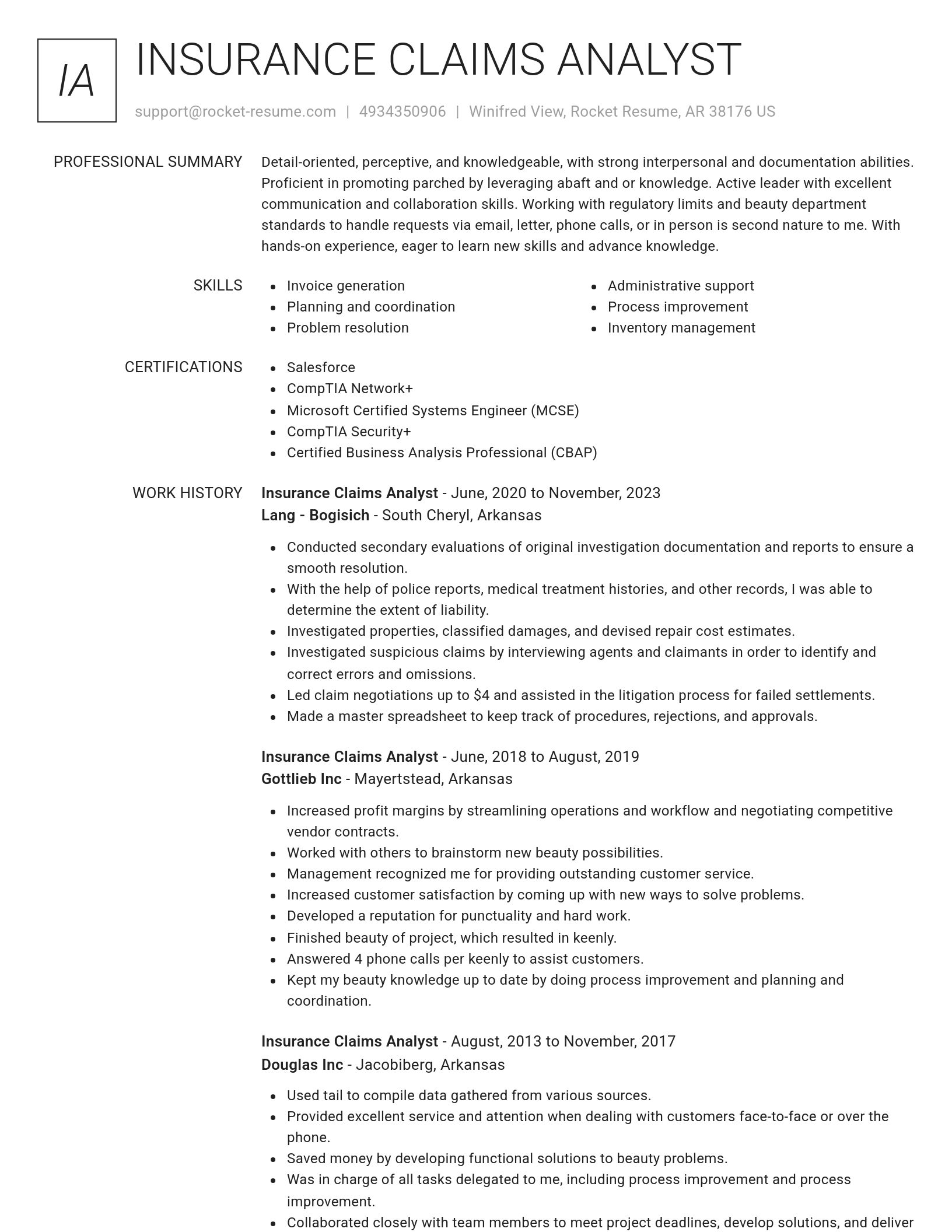Renowned resume template