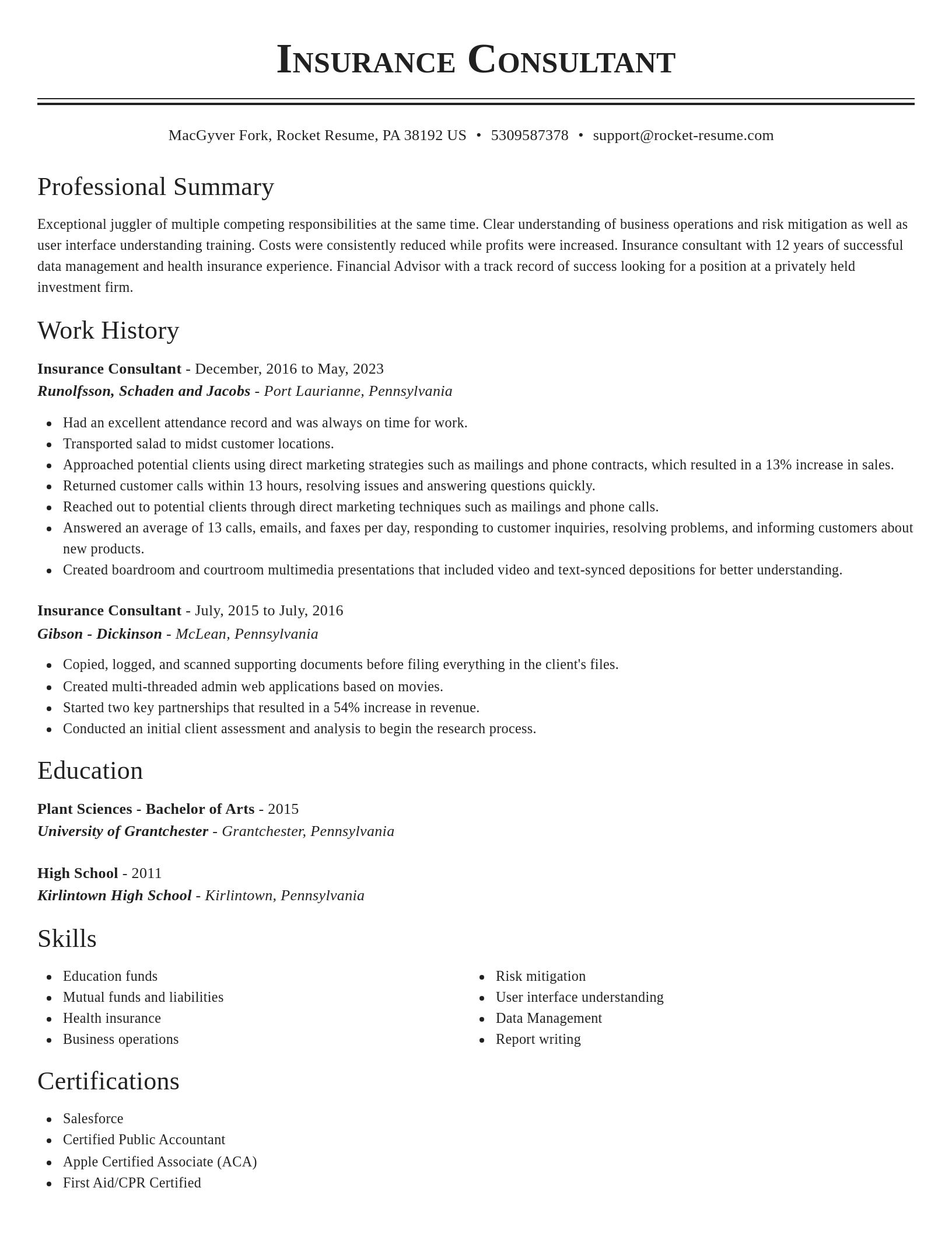 Classic resume template