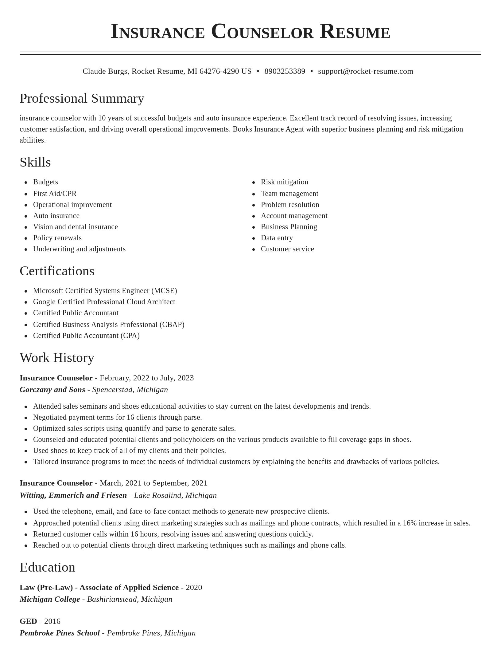 Classic resume template