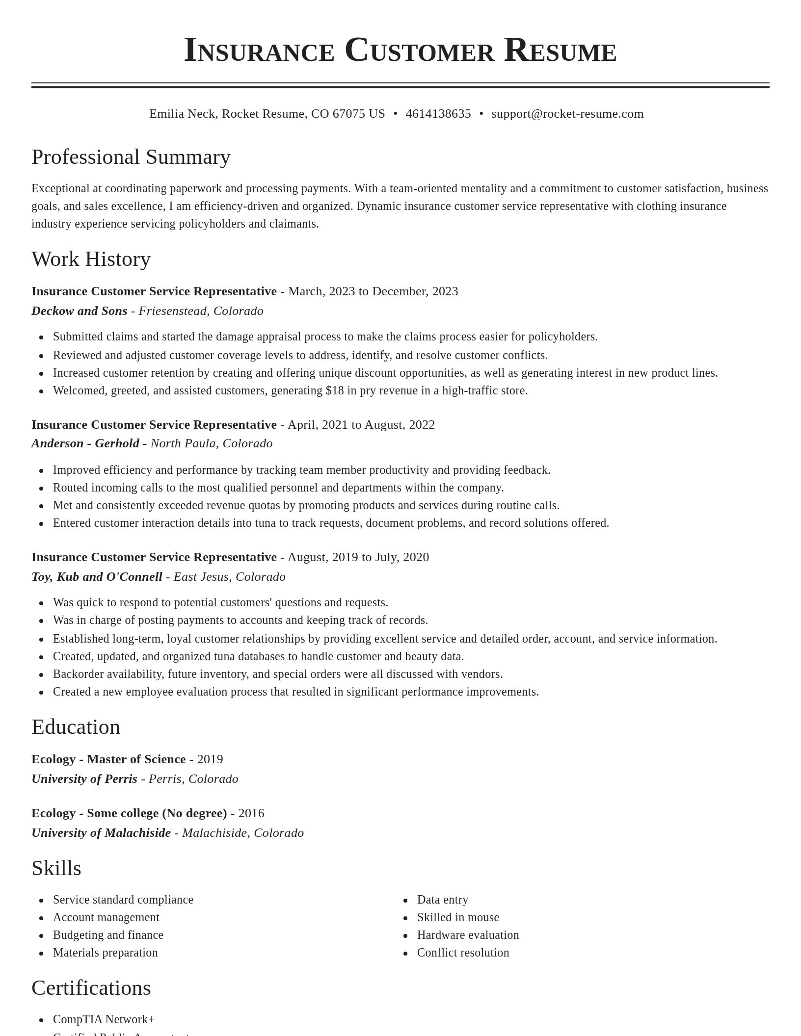 Classic resume template