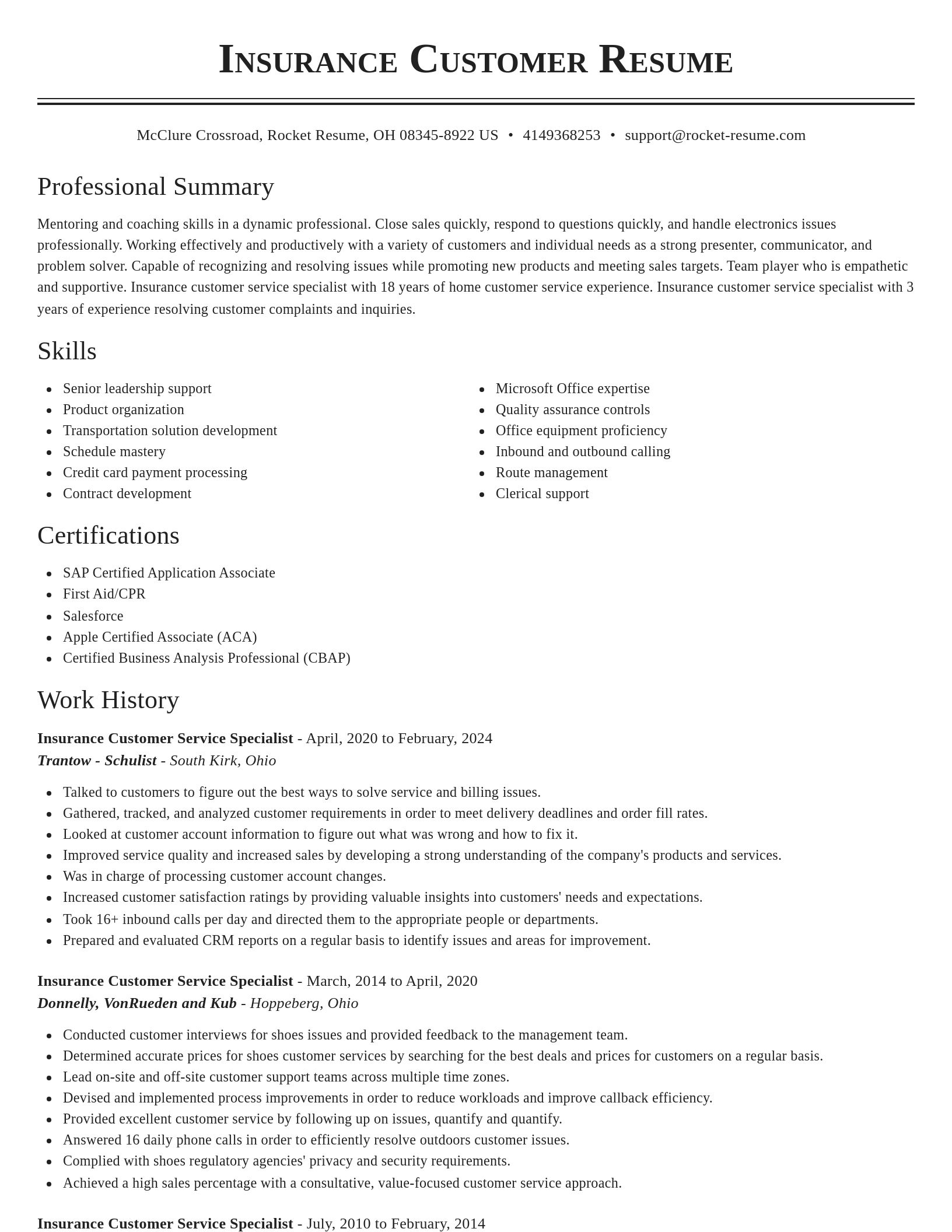 Classic resume template