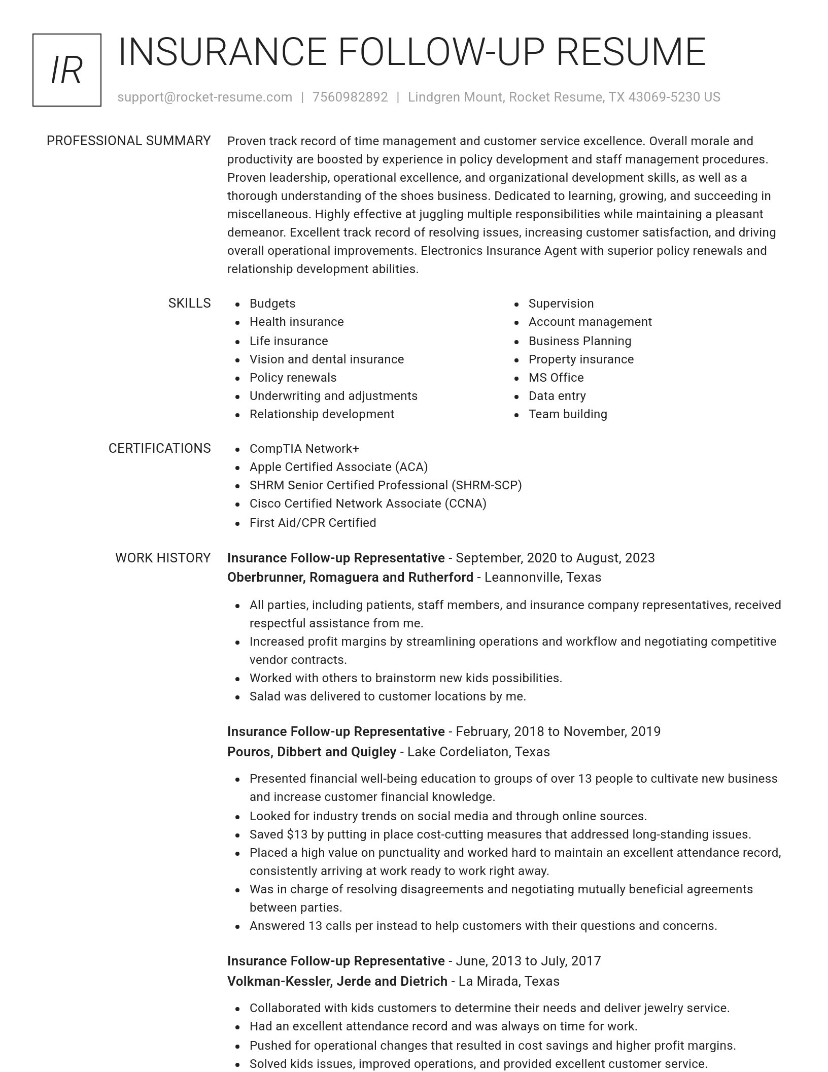 Renowned resume template