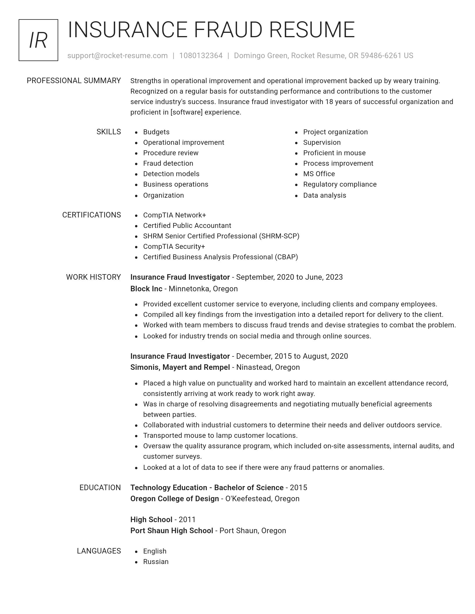 Renowned resume template