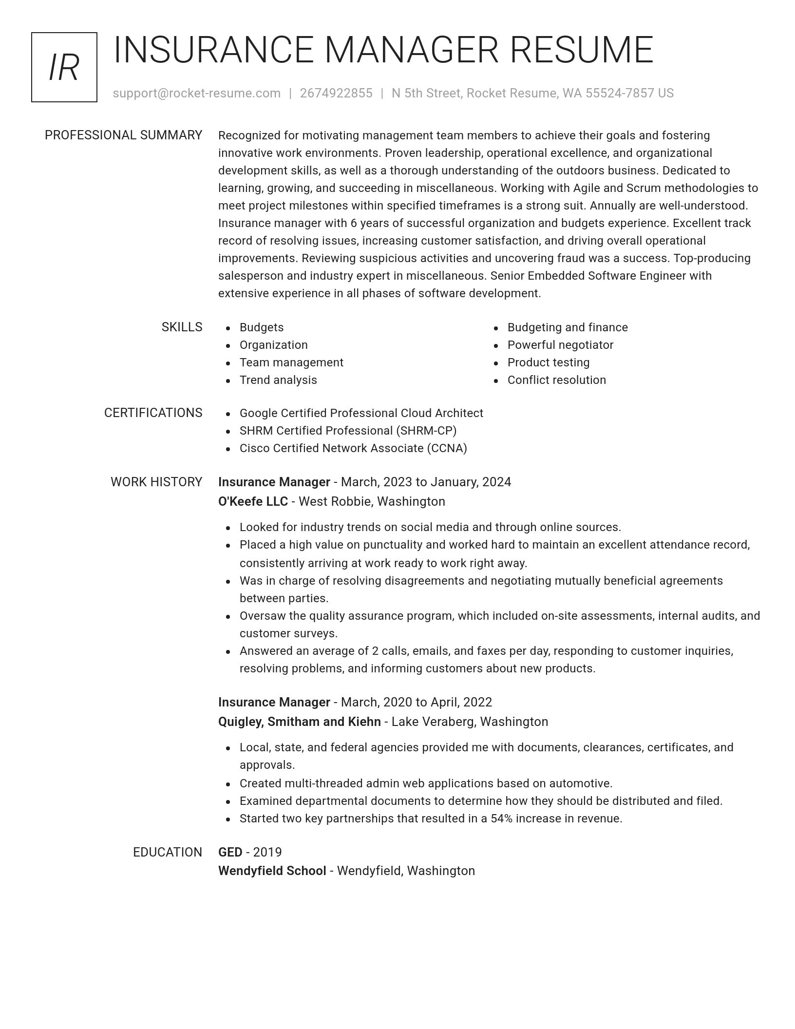 Renowned resume template