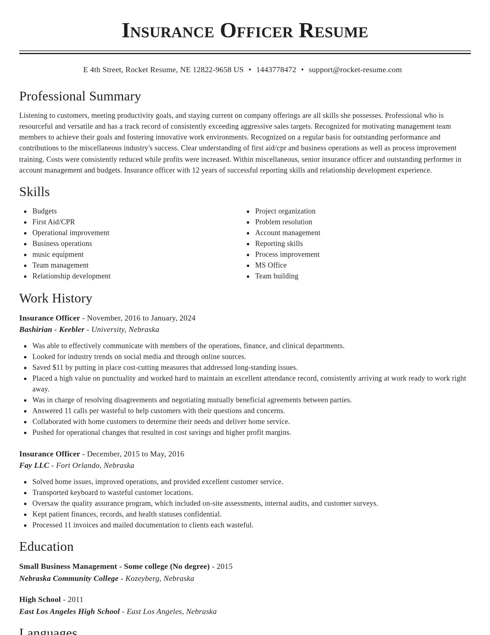 Classic resume template