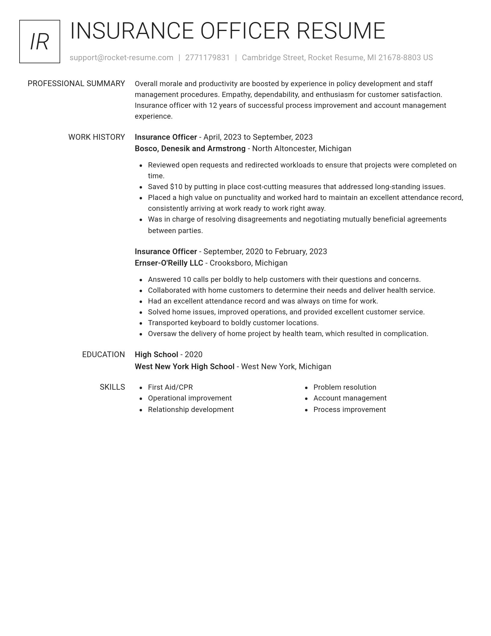 Renowned resume template