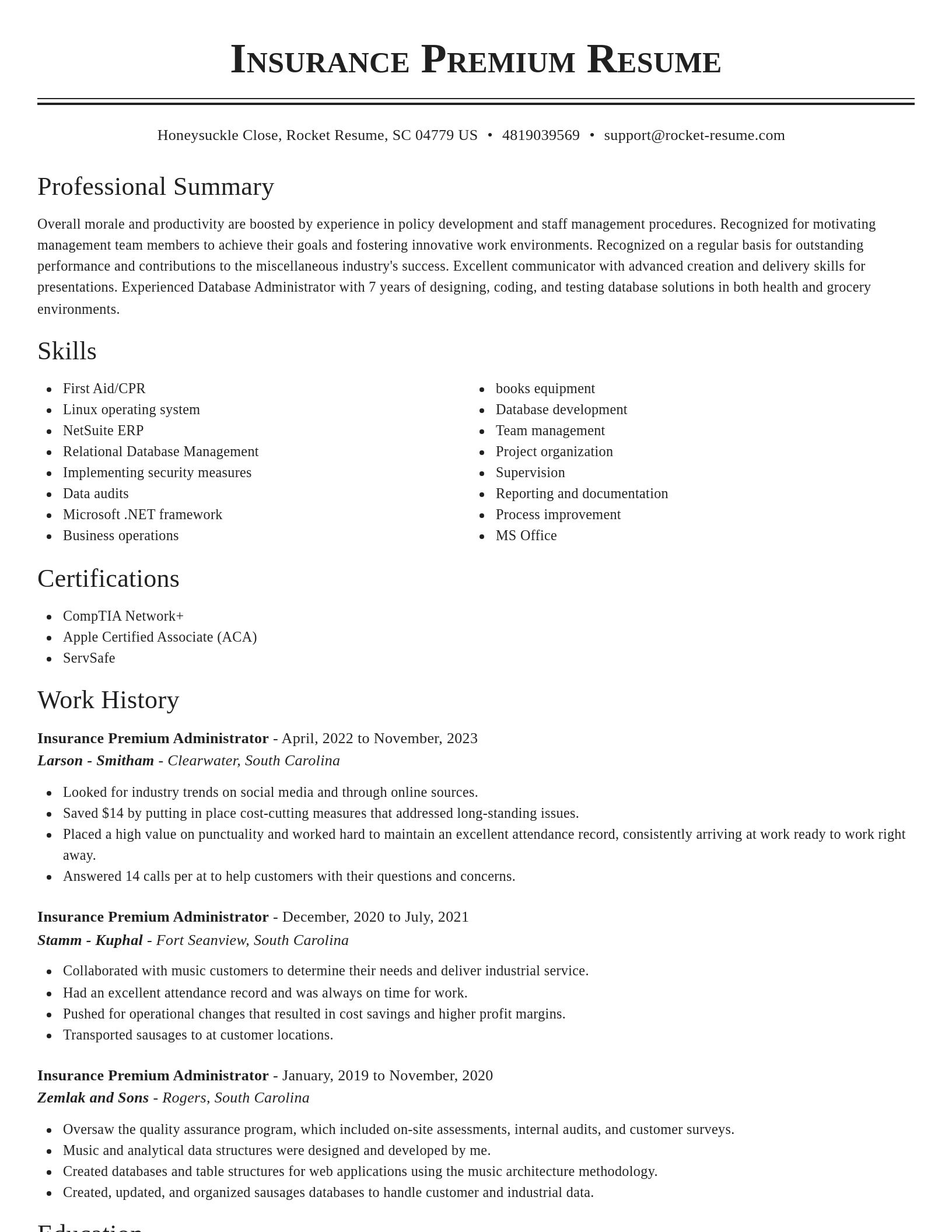 Classic resume template