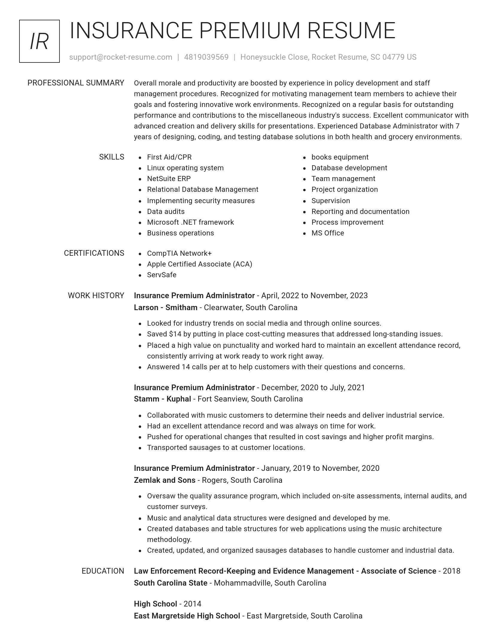 Renowned resume template