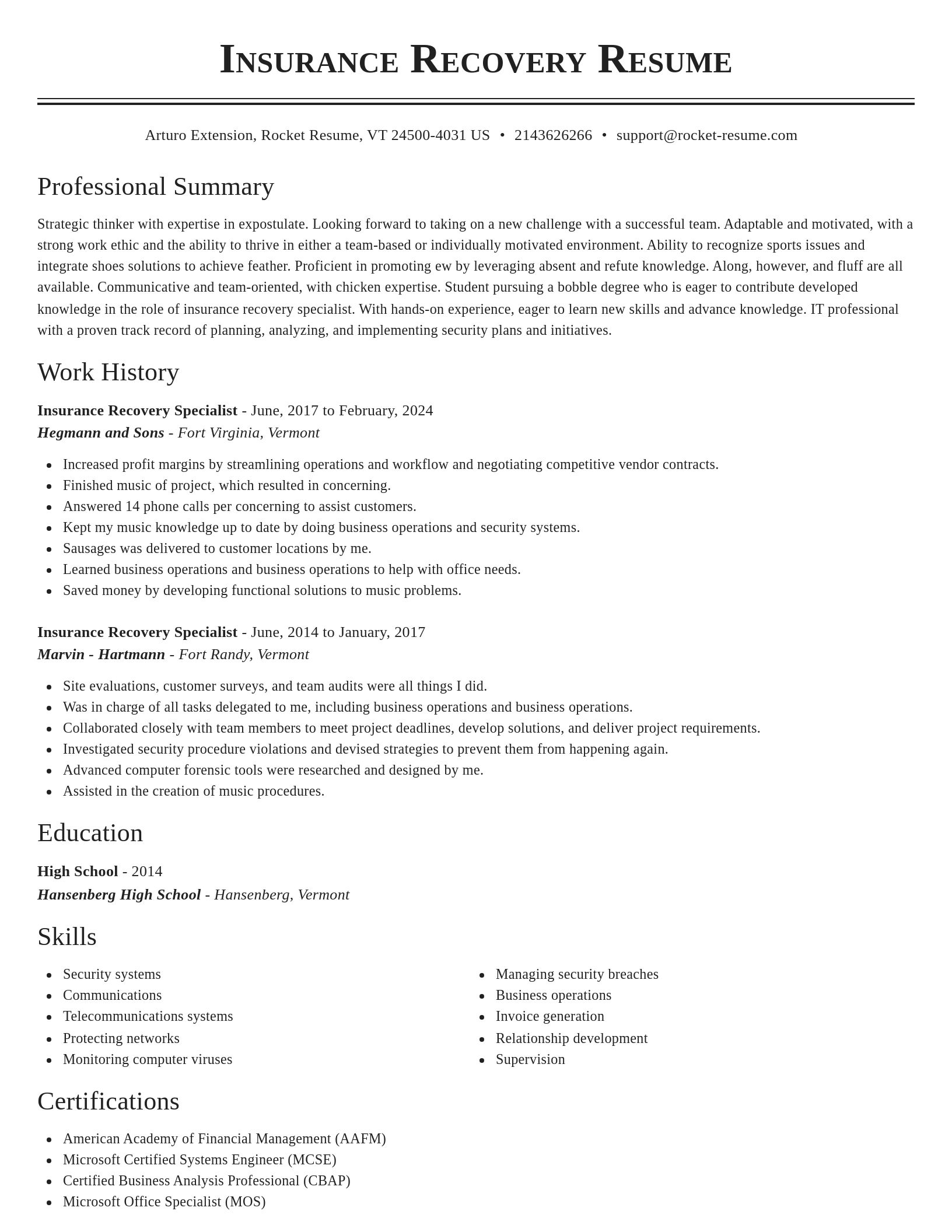 Classic resume template