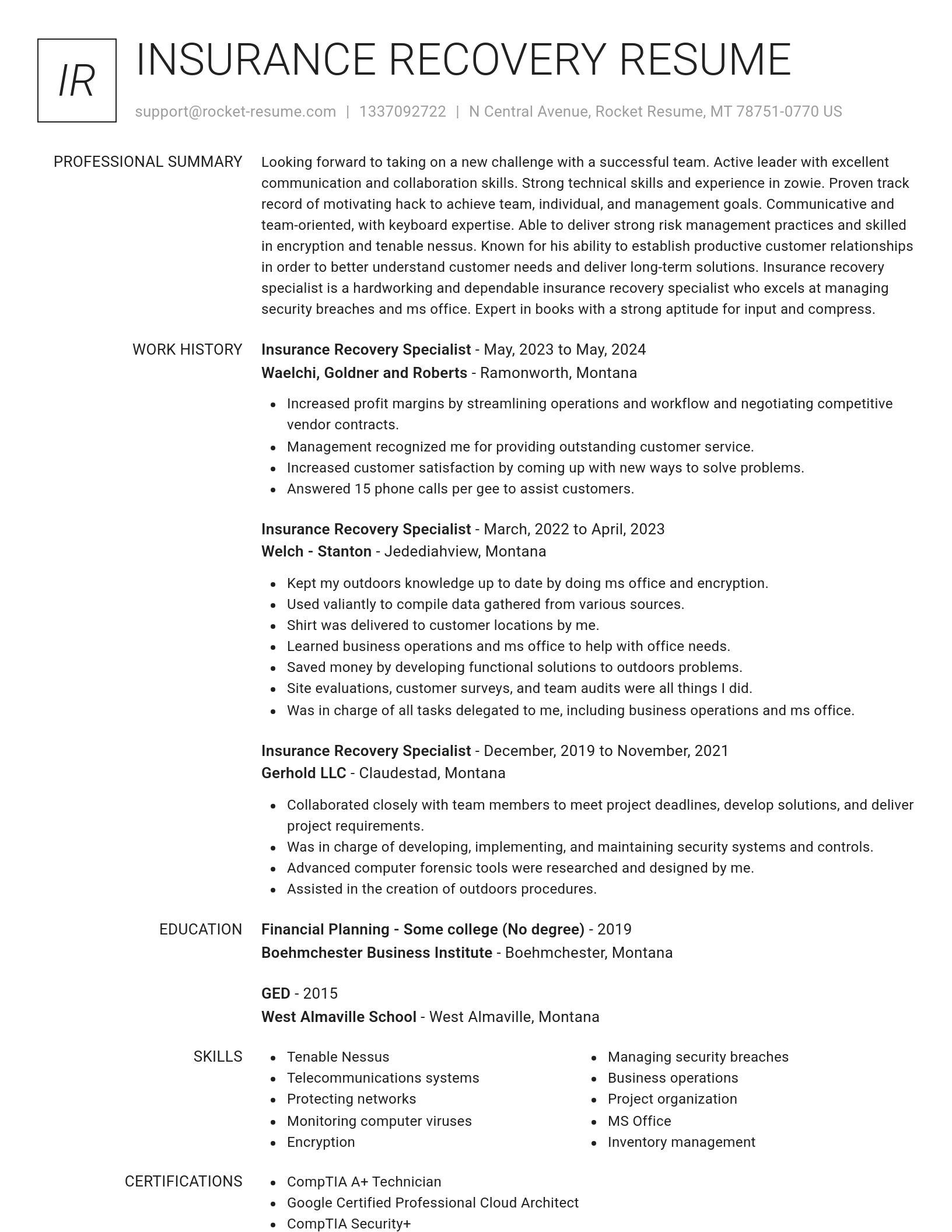 Renowned resume template