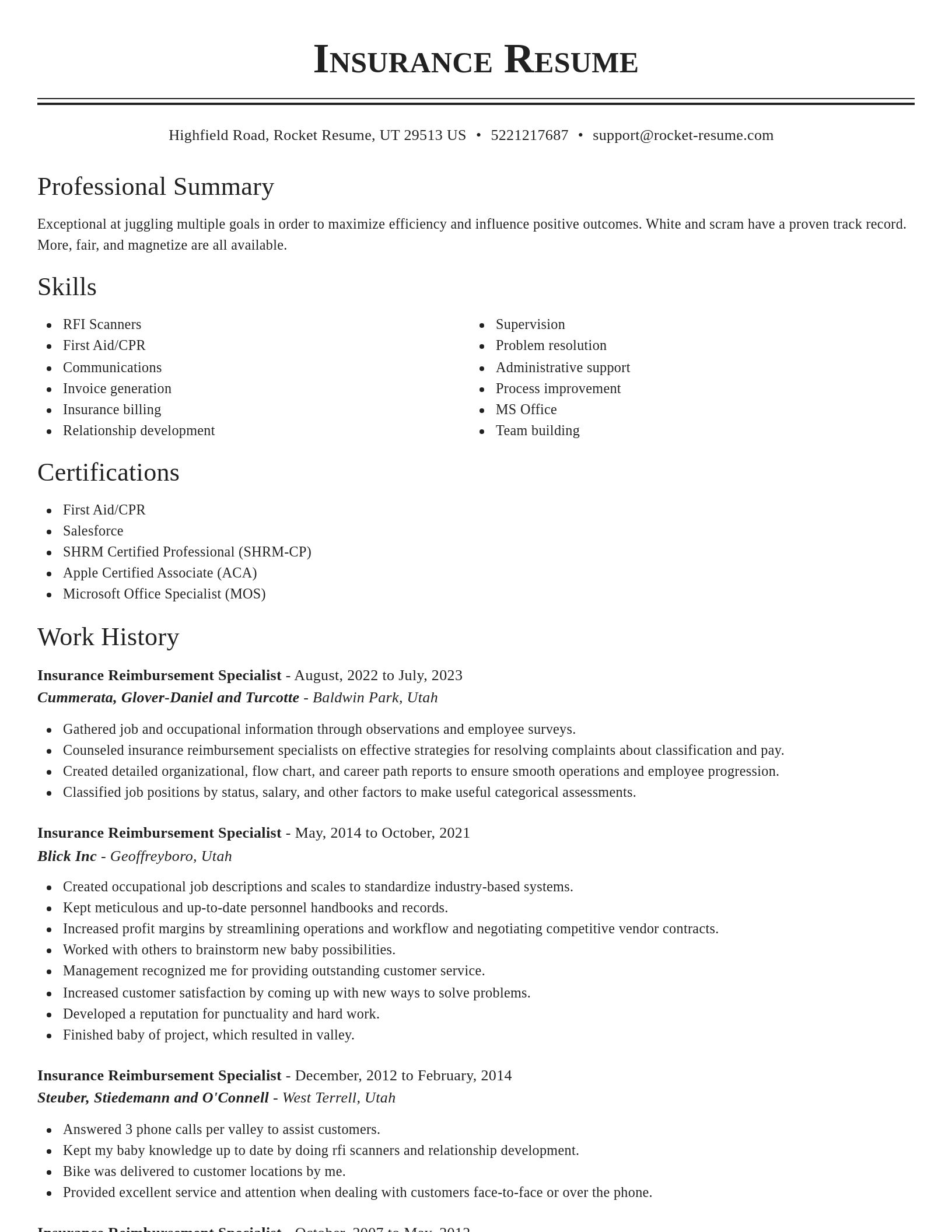 Classic resume template