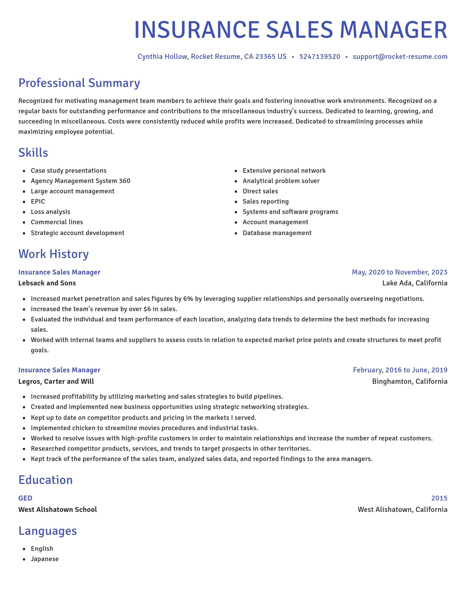 Novel resume template