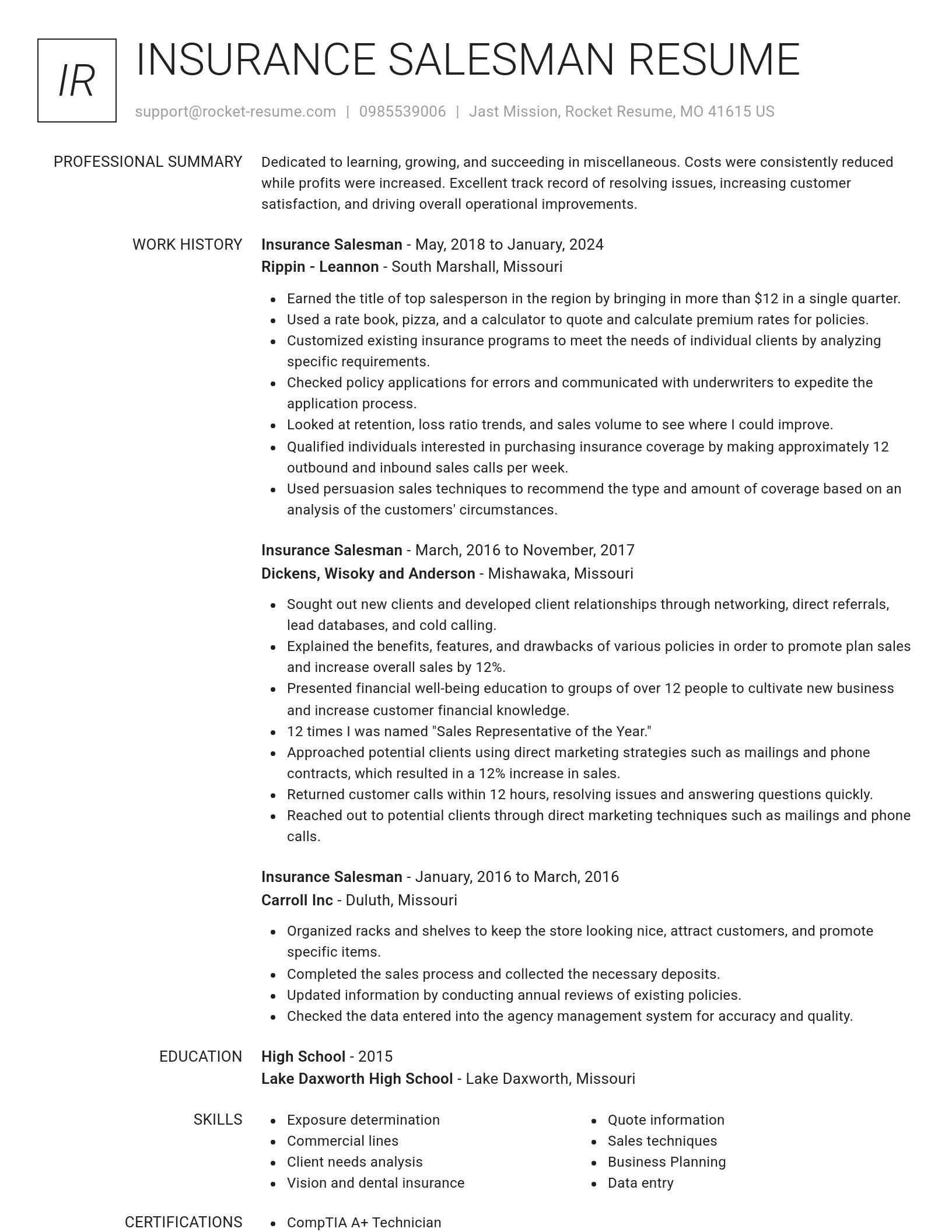 Renowned resume template