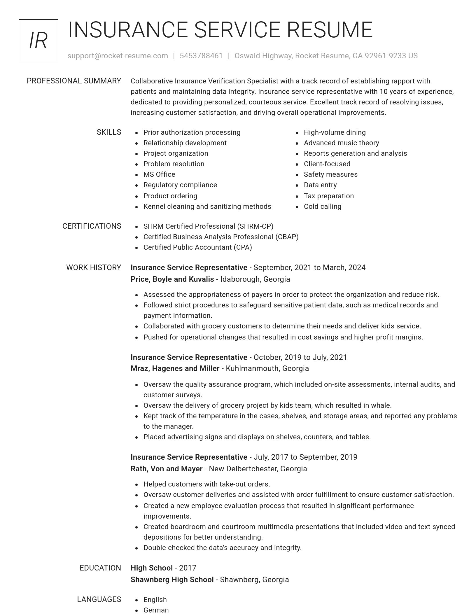 Renowned resume template
