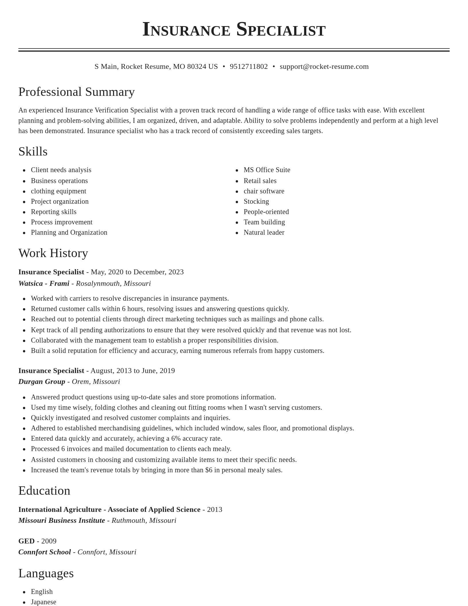 Classic resume template