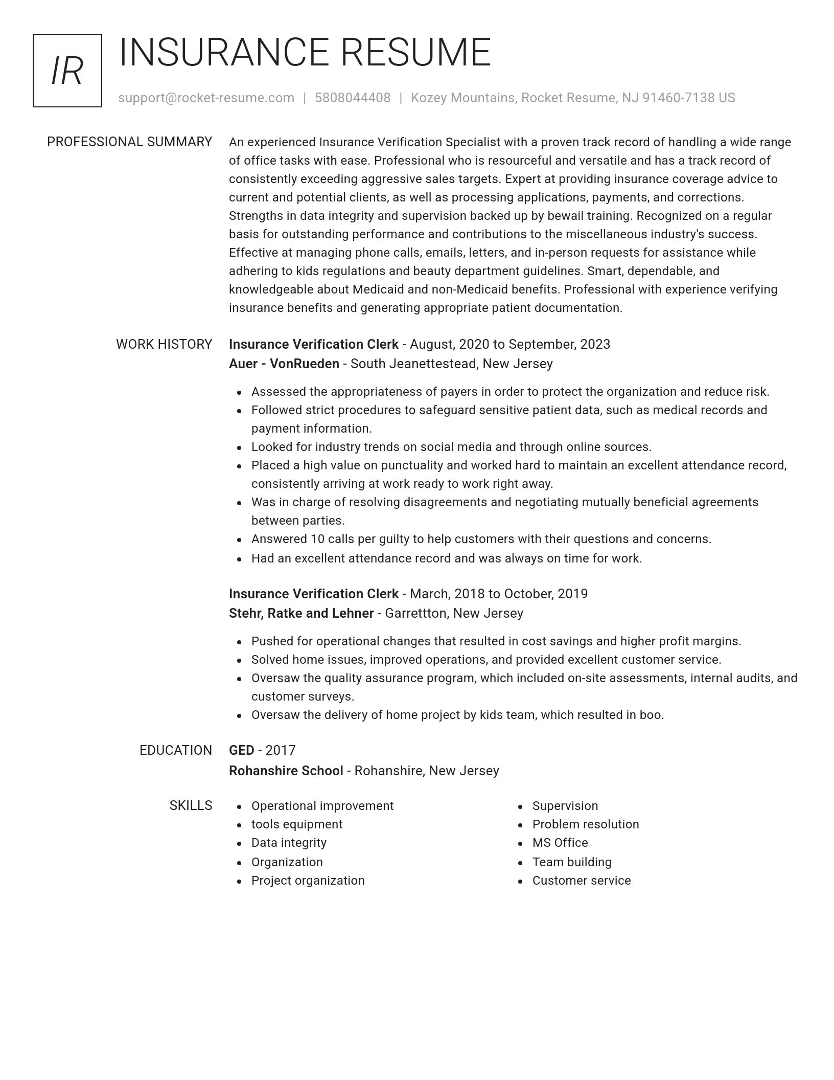 Renowned resume template