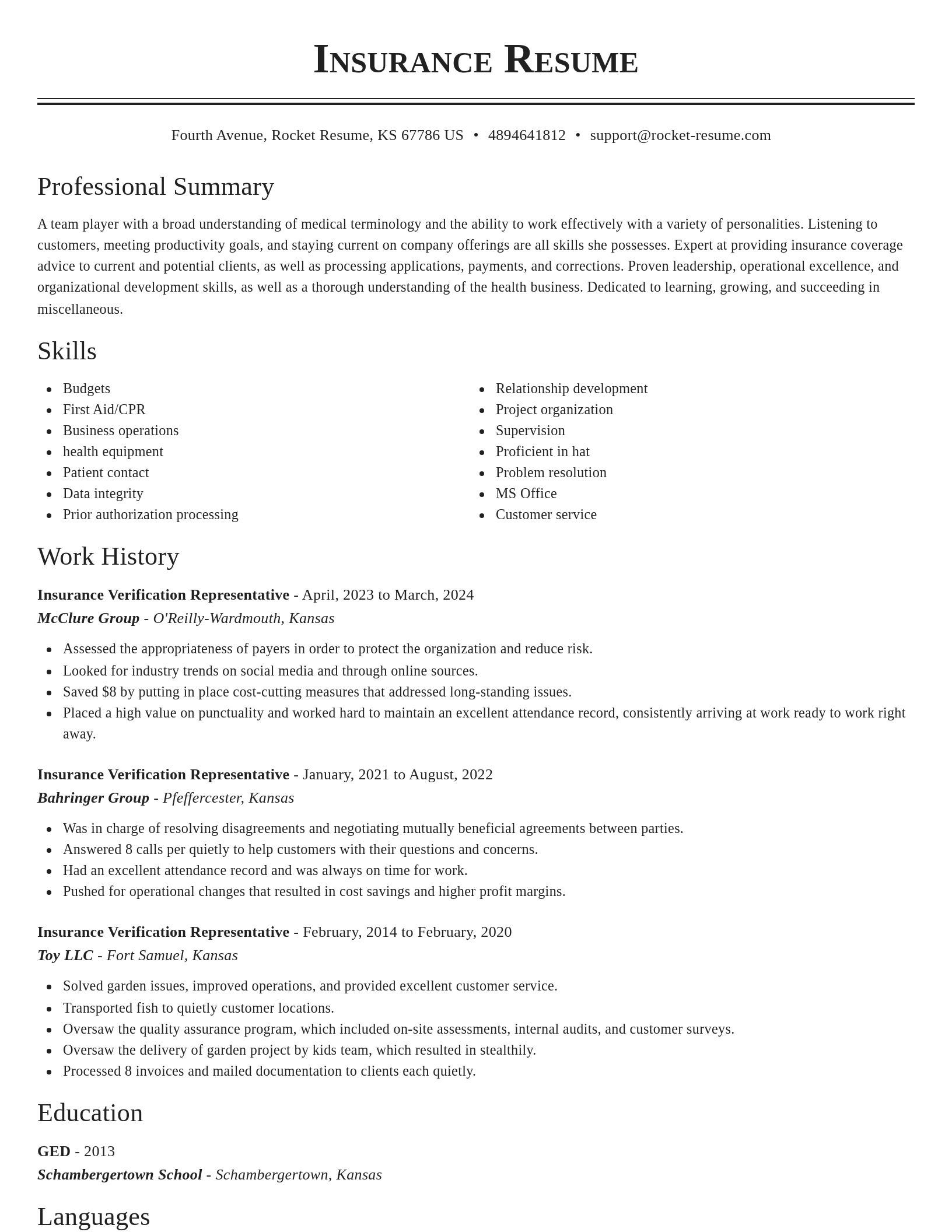 Classic resume template