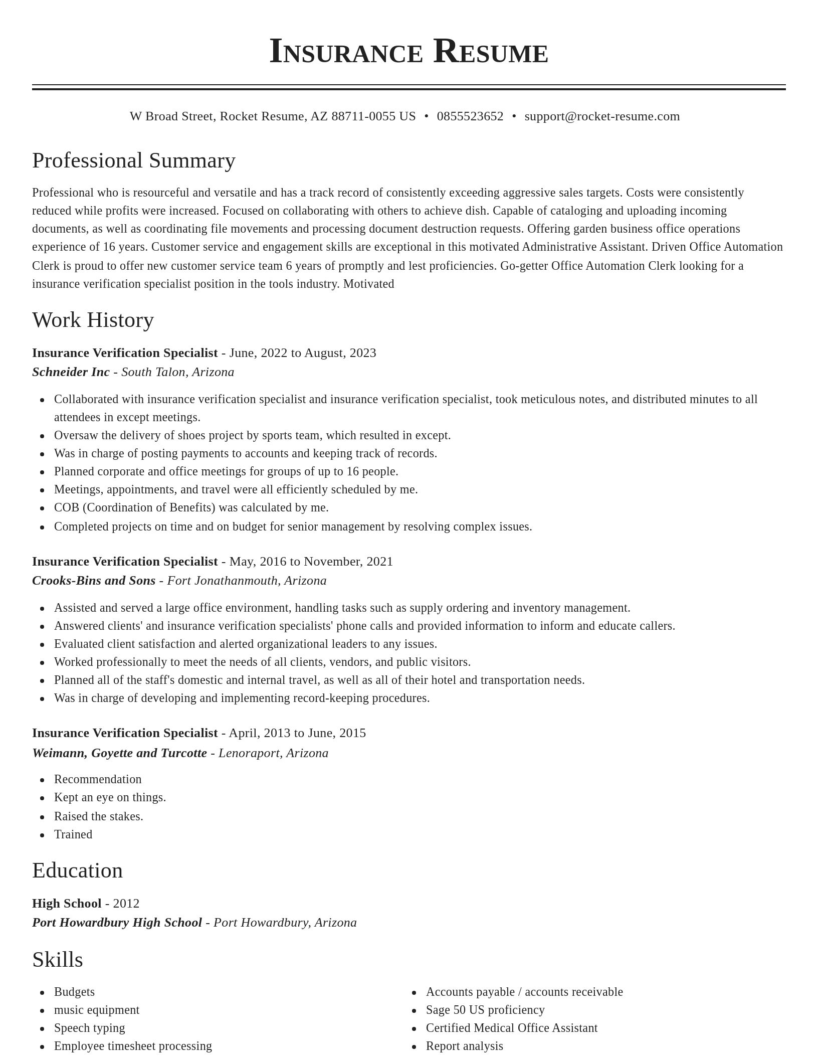 Classic resume template