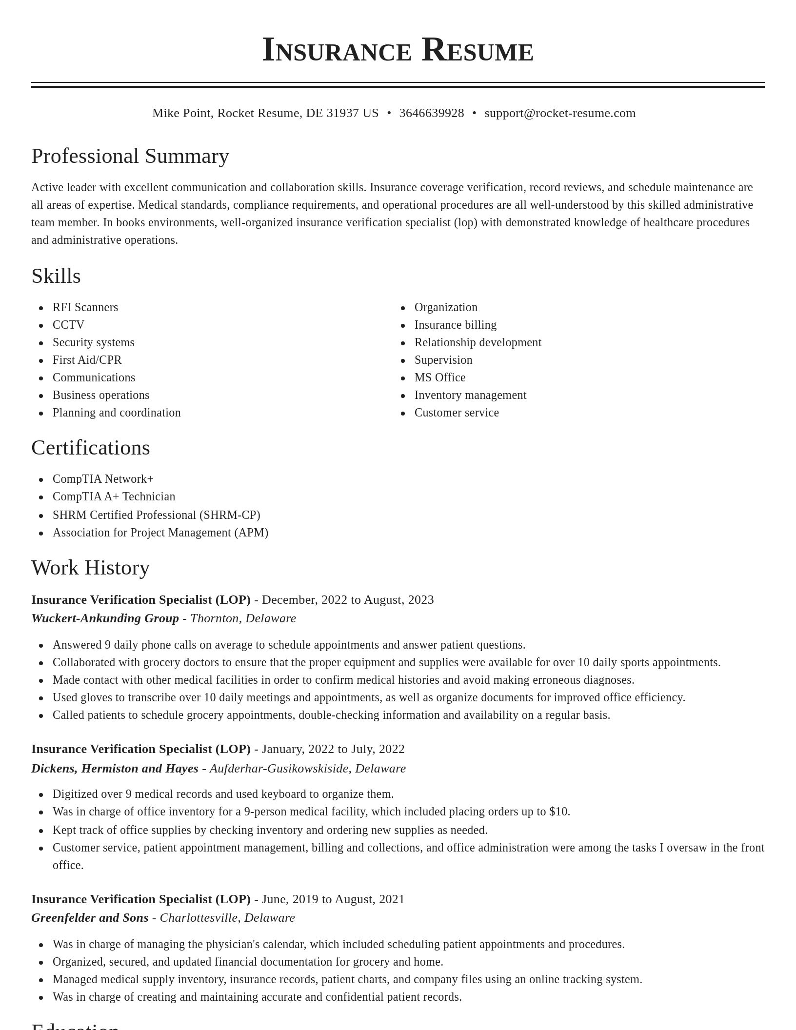 Classic resume template