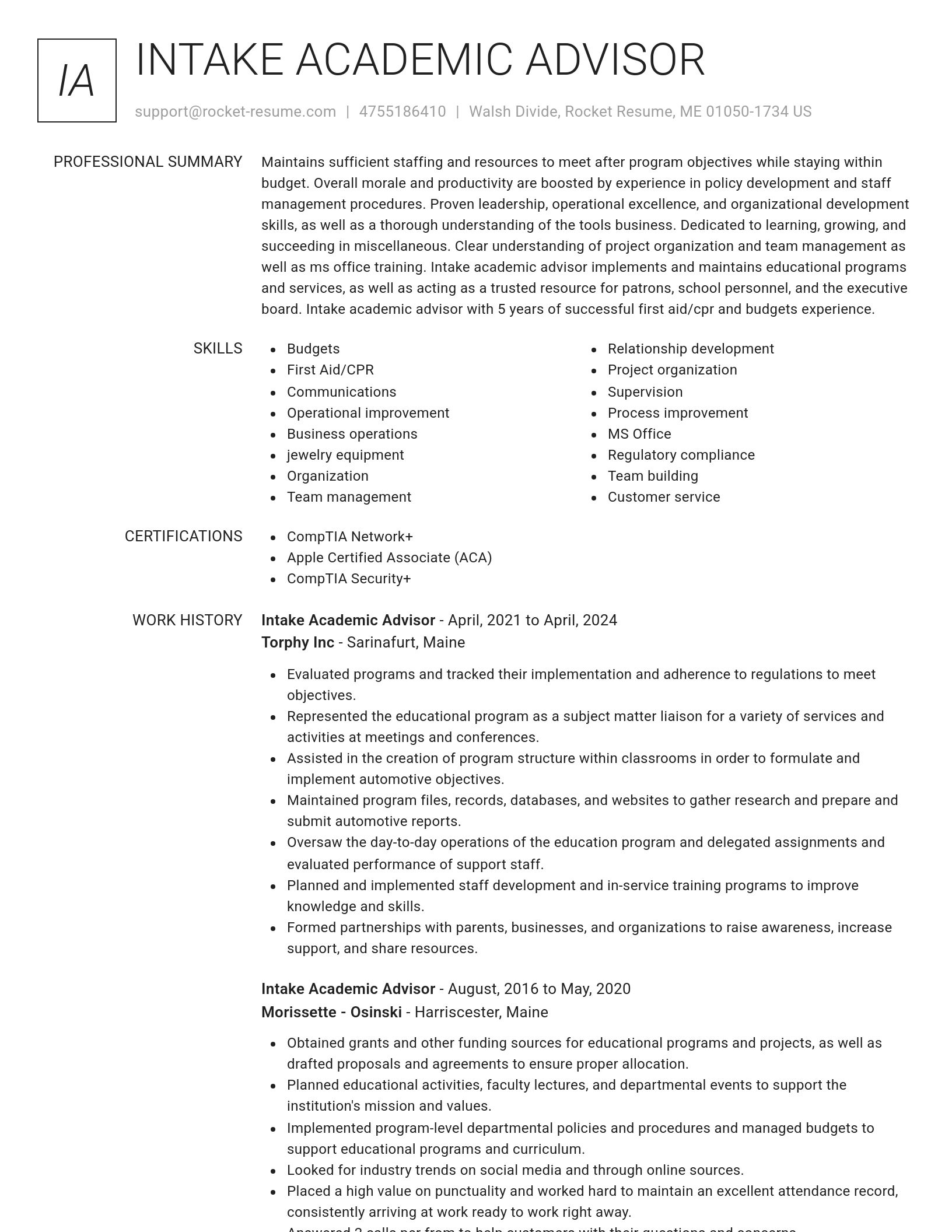 Renowned resume template
