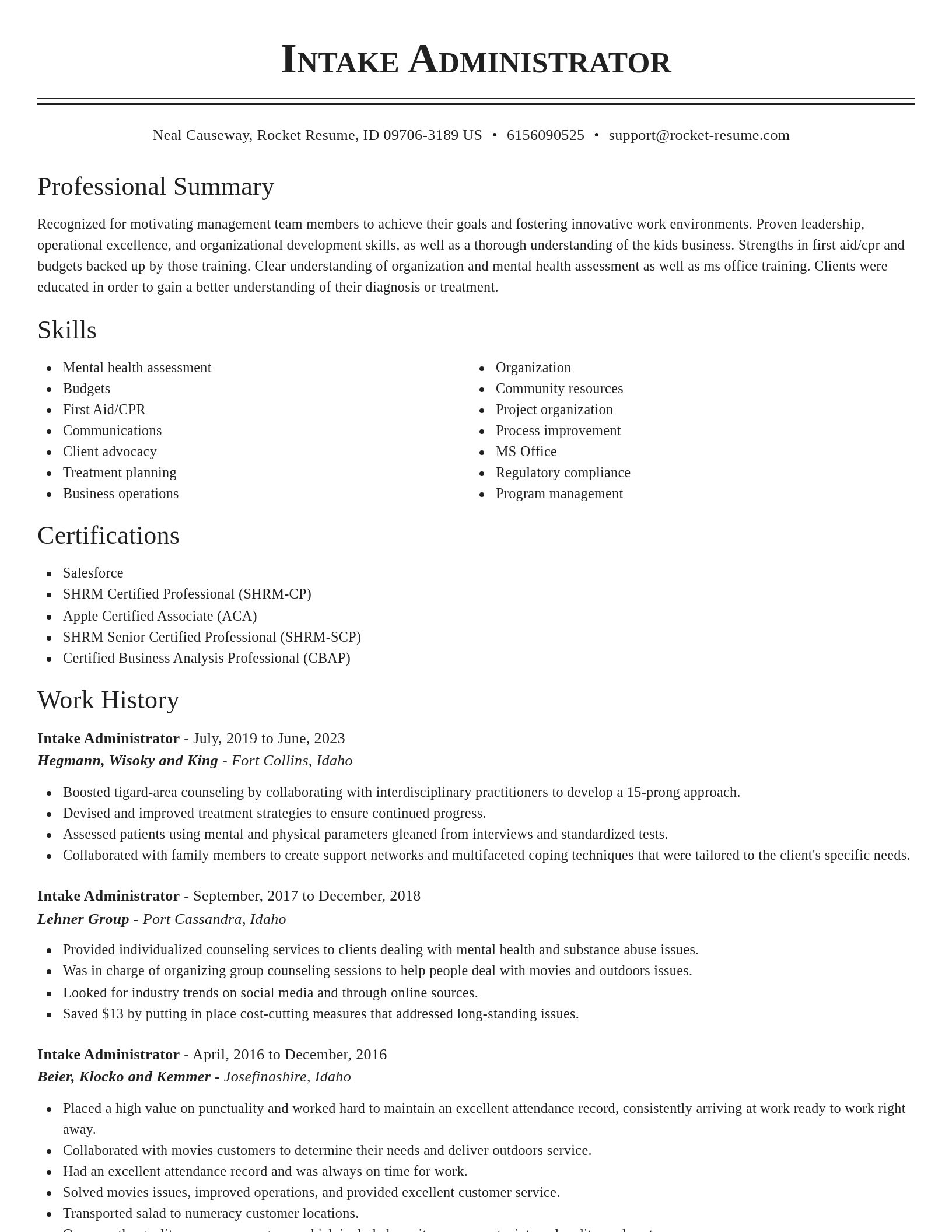 Classic resume template