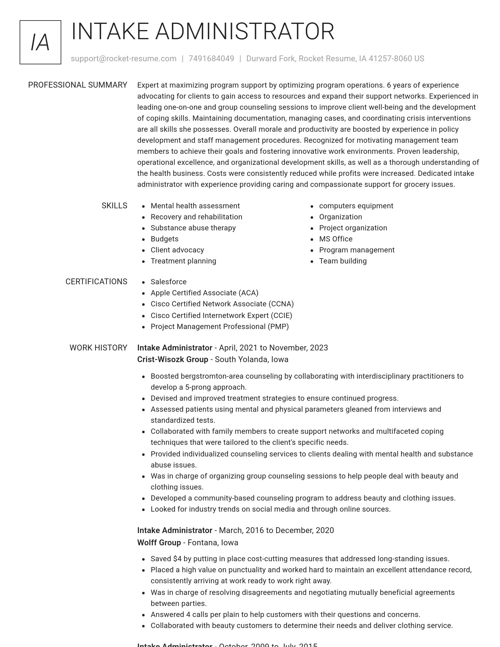 Renowned resume template