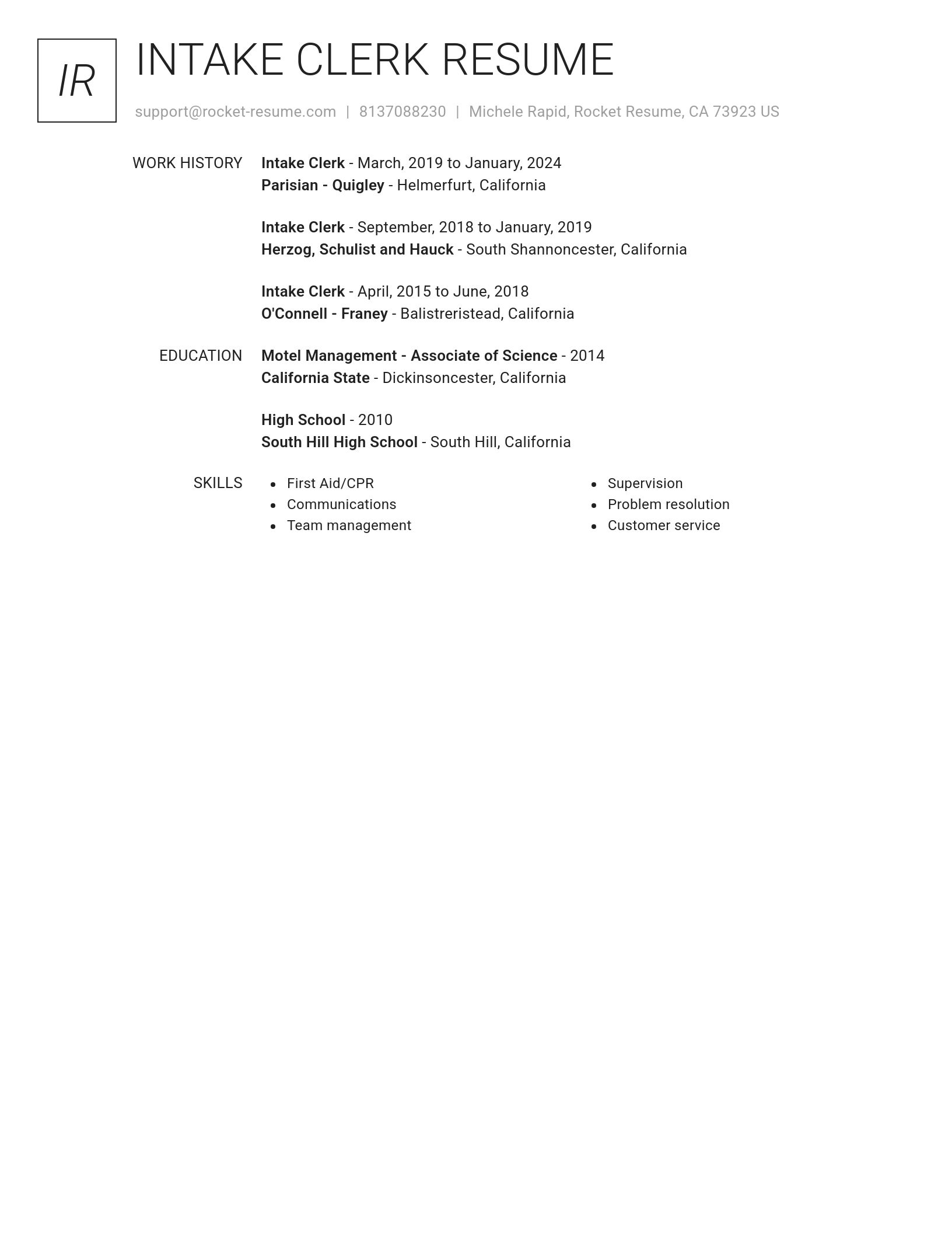 Renowned resume template