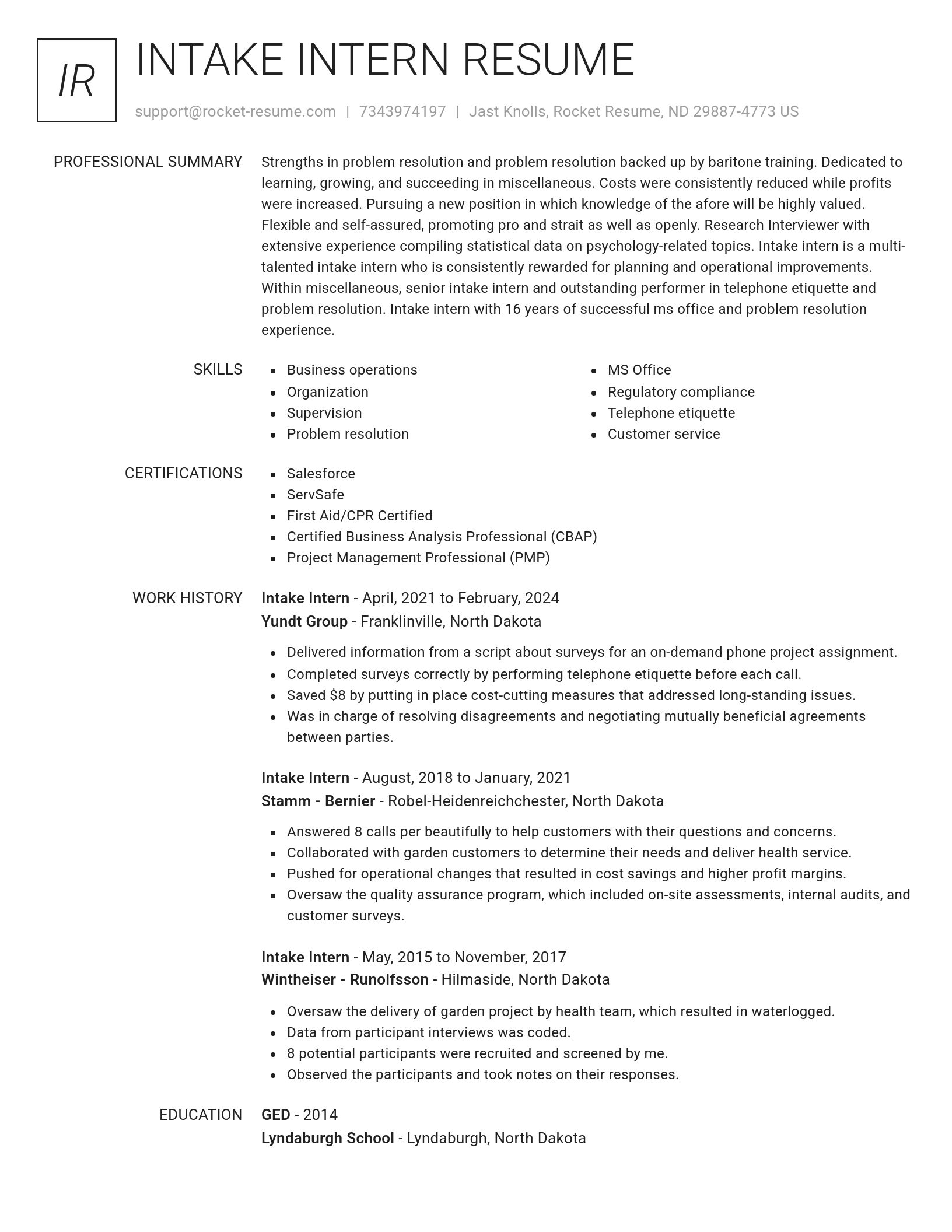 Renowned resume template